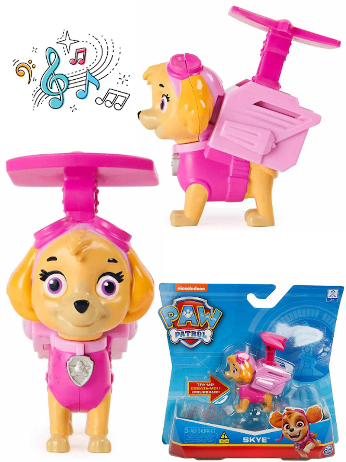 Paw Patrol Müzikli ve Rozetli Kahramanlar - Skye - 10 cm