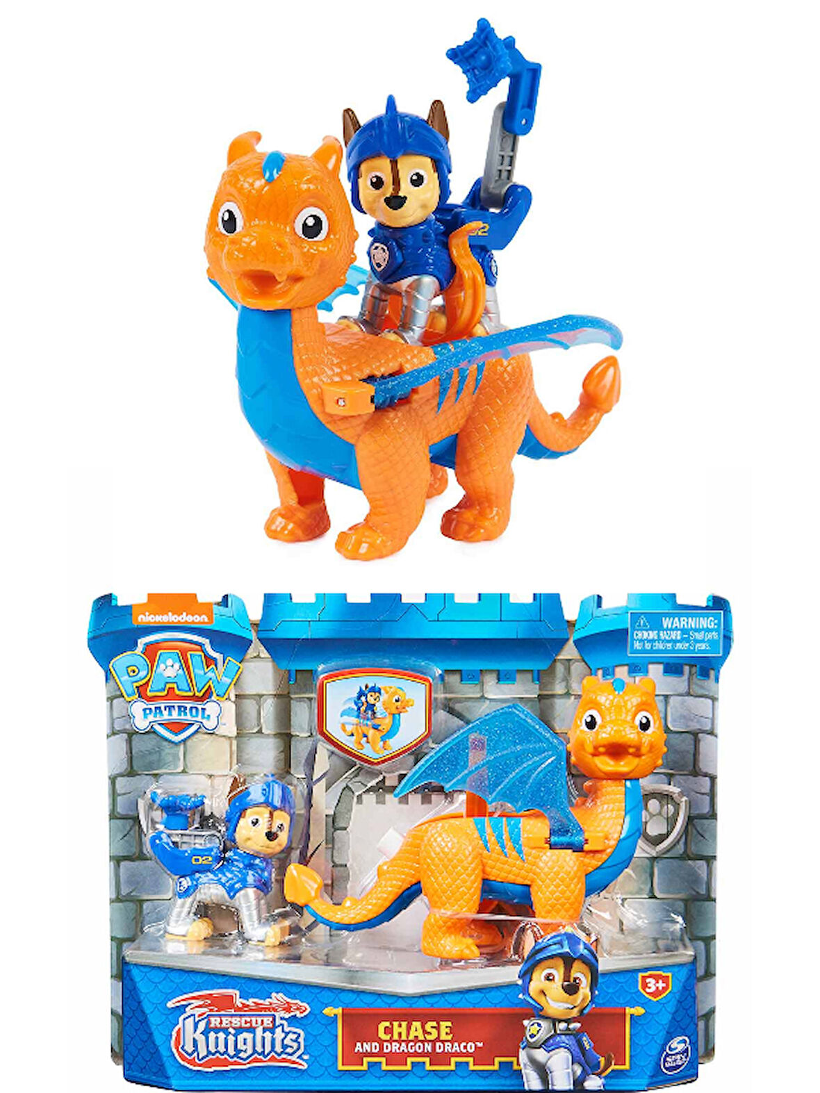 Paw Patrol Dinozorlu Kahraman Şövalyeler Oyun Seti - Chase And Dragon Draco 20 cm