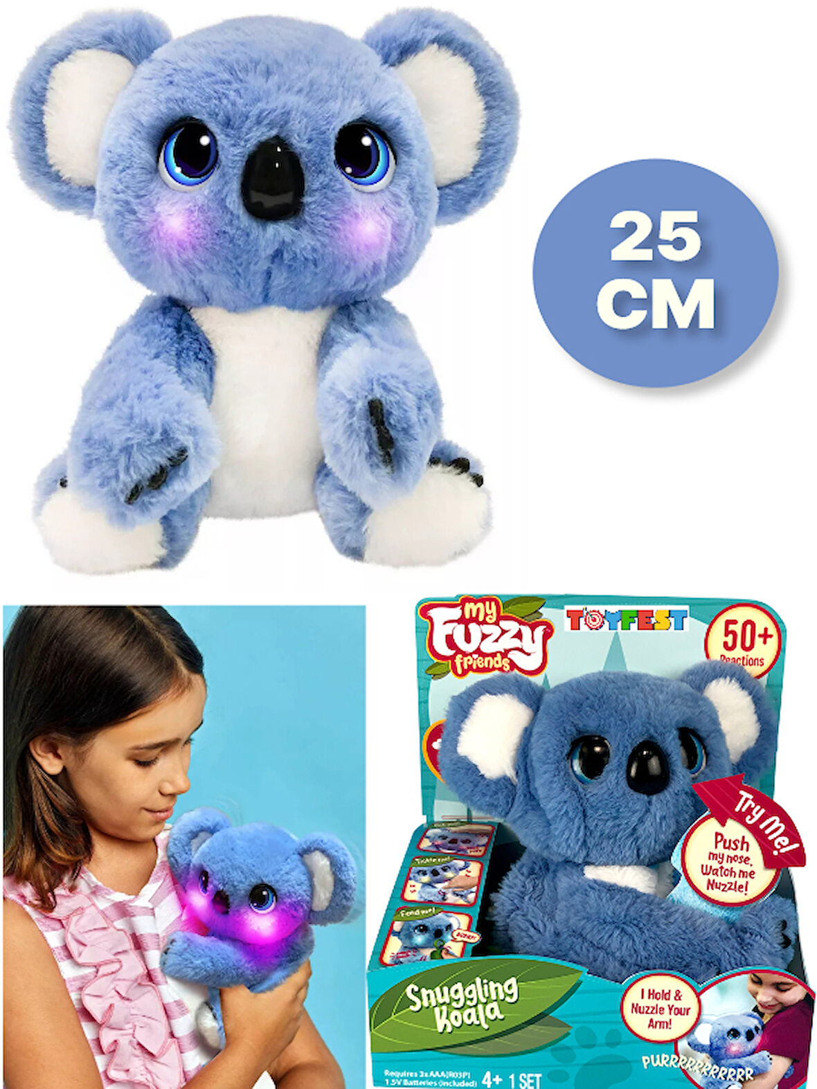 My Fuzzy Friends Peluş Koala - 50 Farklı Ses ve Işıklı - 25 cm