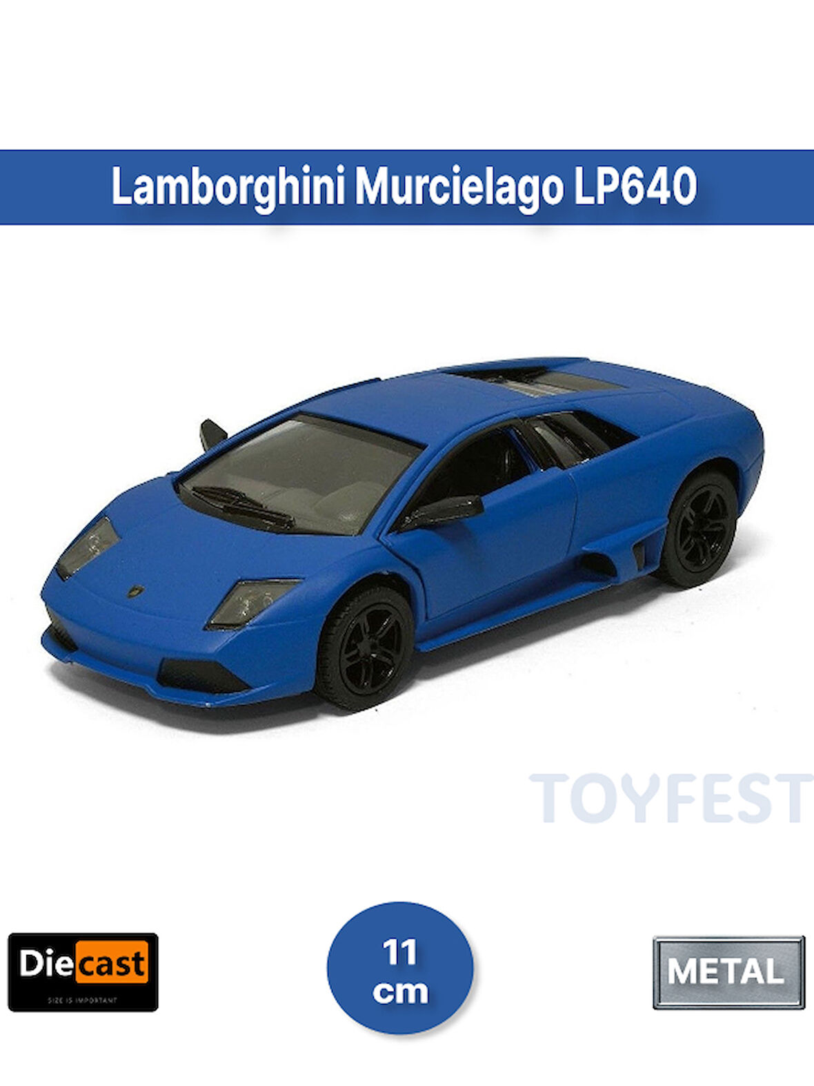 Lamborghini Murcielago LP640 Çek Bırak Kapıları Açılabilen Metal Model Araba - Mavi 11.5 cm