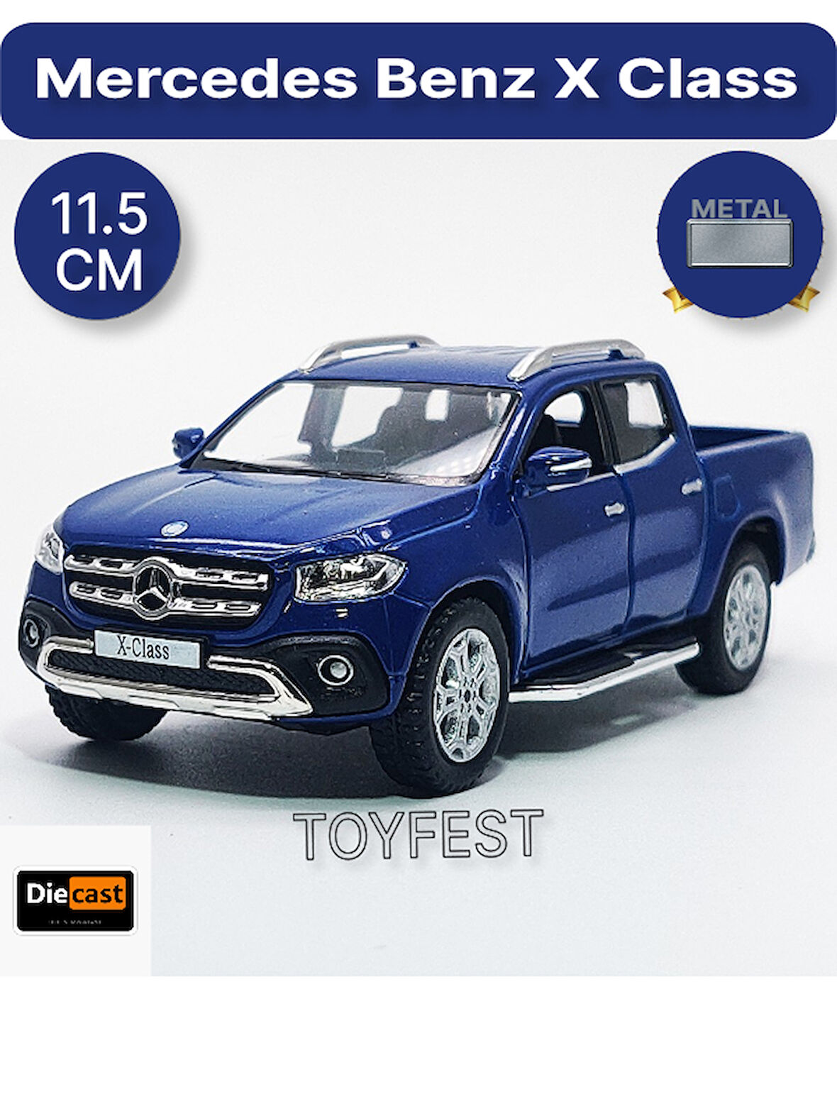 Mercedes - Benz X - Class Çek Bırak Die - Cast Kapıları Açılabilen Metal Model Araba - Mavi 11.5 cm