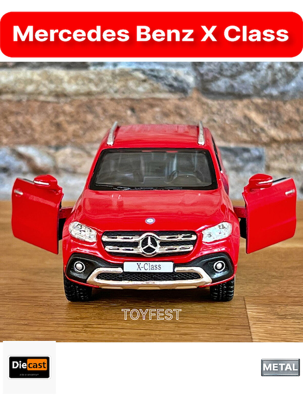 Mercedes - Benz X - Class Çek Bırak Kapıları Açılabilen Metal Model Araba - Kırmızı 11.5 cm