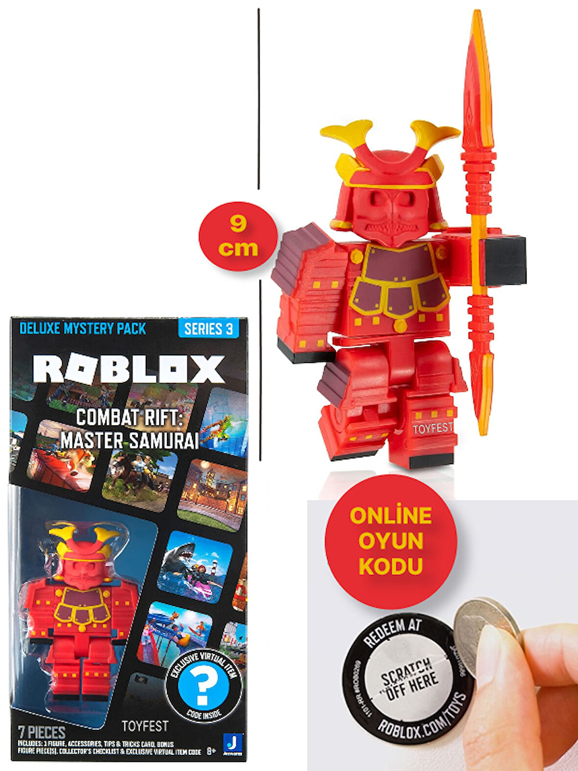 ROBLOX Deluxe Mystery Pack Seri 3 Combat Rift : Master Samurai Figür - 9 cm Online Oyun Kodlu