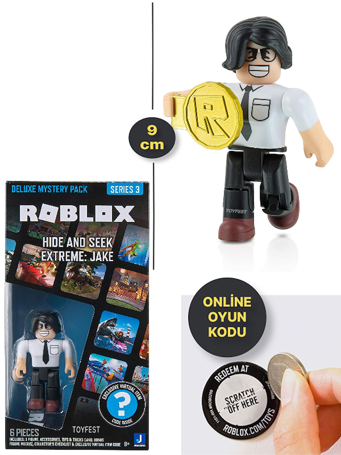 ROBLOX Deluxe Mystery Pack Seri 3 Hide and Seek Extreme : Jake - 9 cm Online Oyun Kodlu