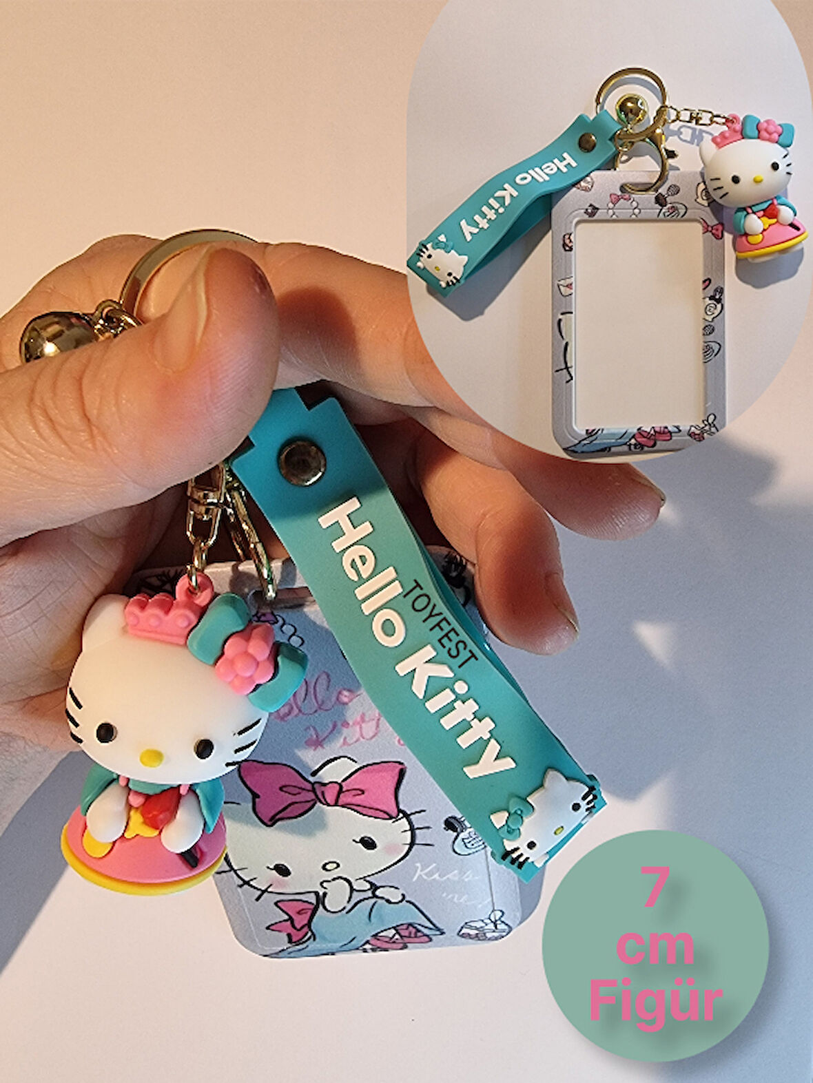 Hello Kitty Figür Anahtarlık Çanta Aksesuarı ve Kartlık 2 si bir Arada - Model 1