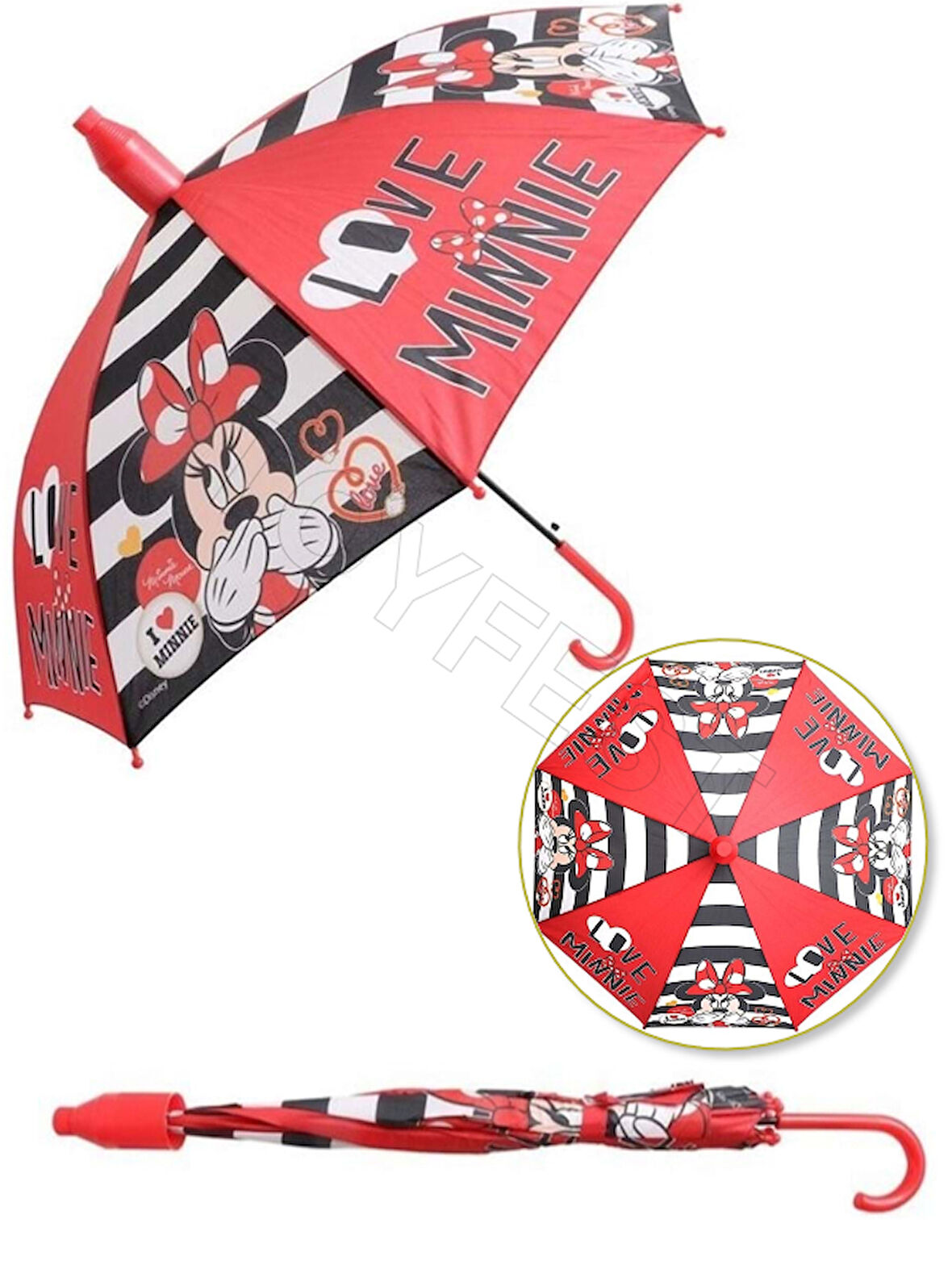 Minnie Mouse Love Minnie PVC Koruma Kılıflı Çocuk Şemsiyesi - 3 - 12 Yaş Arası Çap : 85 cm