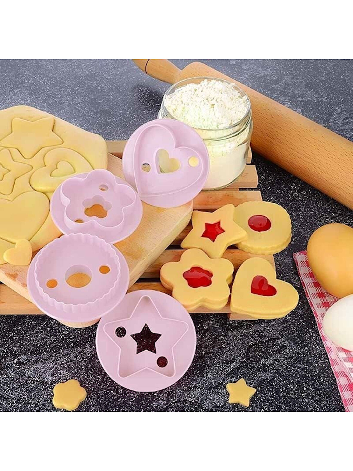 Kurabiye Kalıbı 4 lü Set - Lila Renk 75 mm