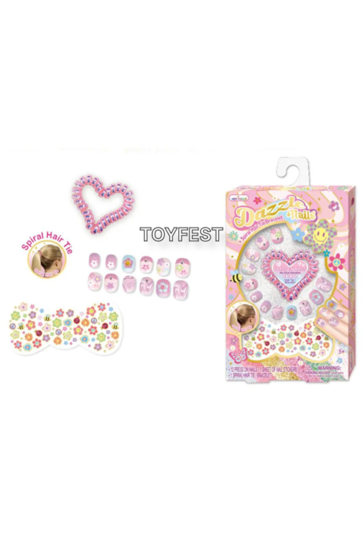 Renkli Stickers lı Çocuk Takma Tırnak Seti ve Toka & Bileklik