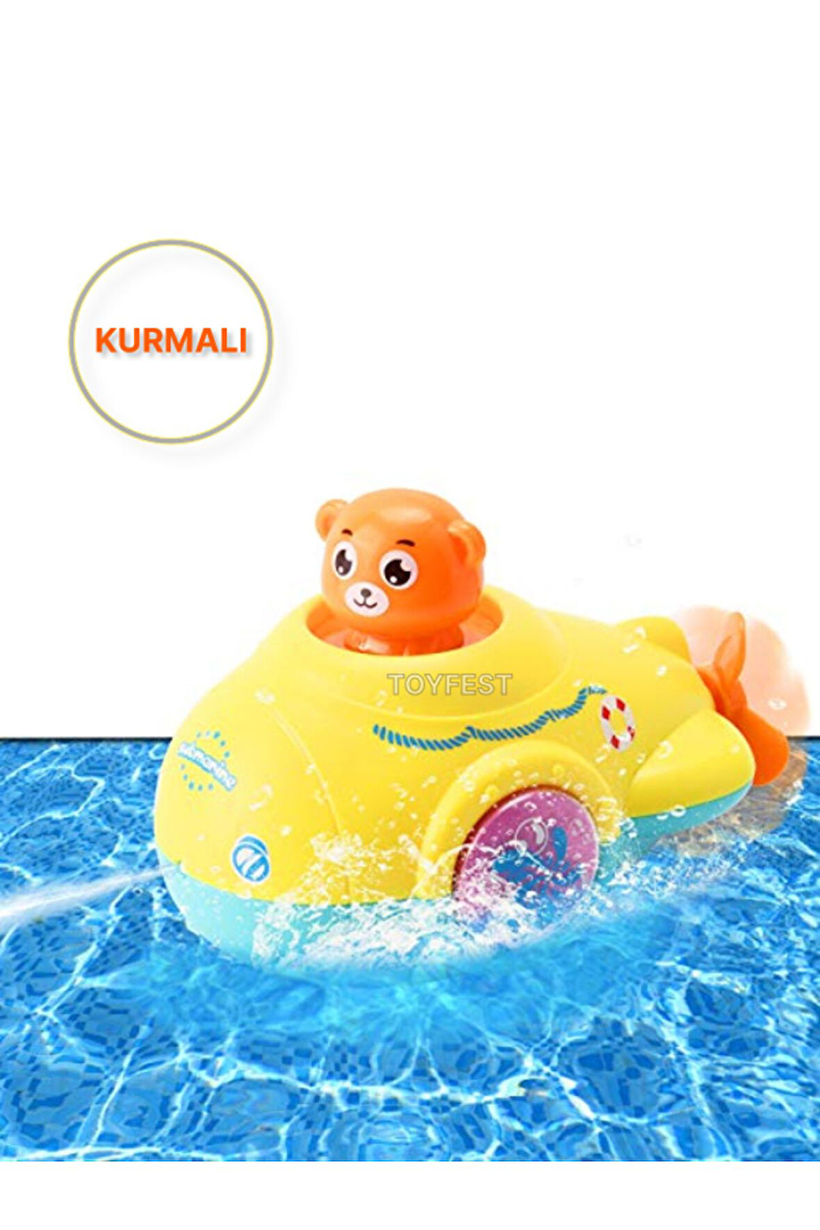 Kurmalı Kendiliğinden Banyo Küvet Havuz Deniz de Yüzen Ayıcık Submarine Denizaltı Oyuncak - Model 1