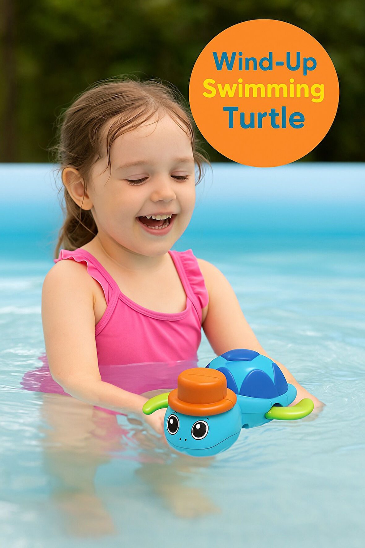 Kurmalı Kendiliğinden Banyo Küvet Havuz Deniz de Yüzen Su Kaplumbağası Oyuncak - Yeşil