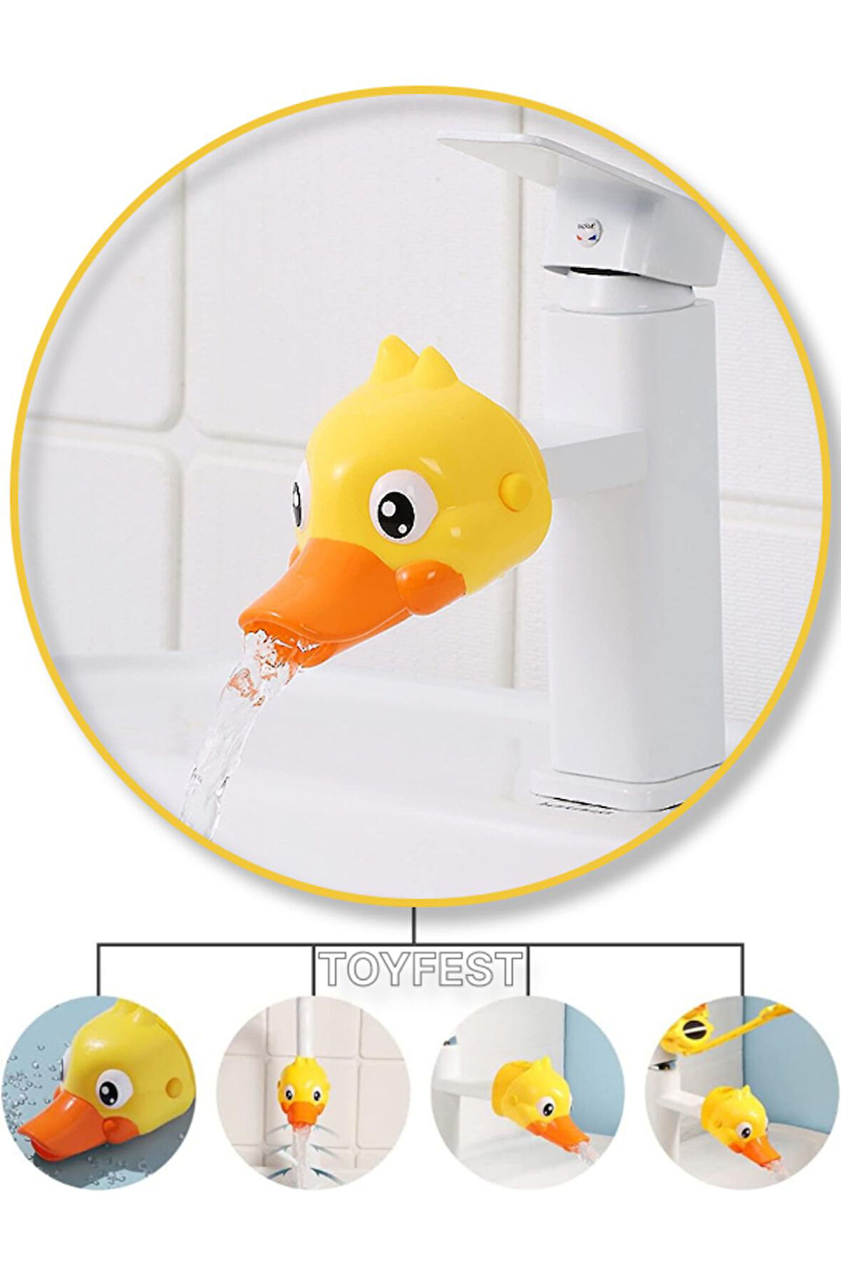 Musluk Ağzı Uzatıcı Aparat - Çocuklar için El Yıkama Alışkanlığı Kazanımı için Sevimli Ördek