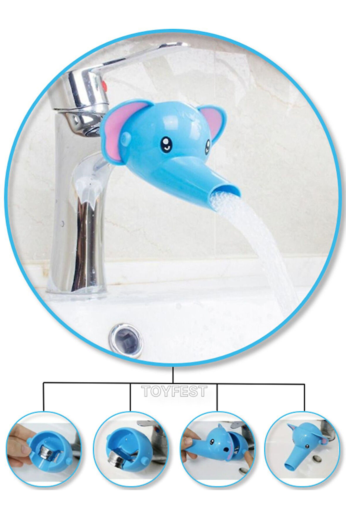 Musluk Ağzı Uzatıcı Aparat - Çocuklar için El Yıkama Alışkanlığı Kazanımı için Sevimli Fil