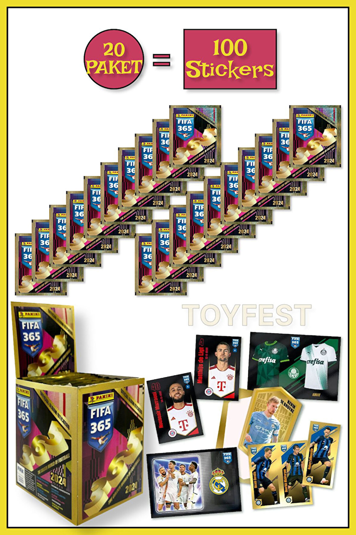 Panini Fifa 365 2024 Futbolcu Stickers Kartları - 20 Paket ( 100 Stickers )