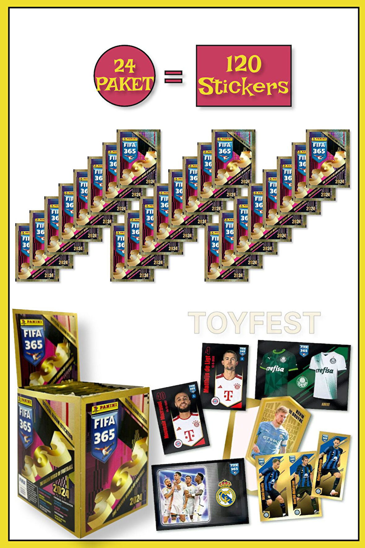 Panini Fifa 365 2024 Futbolcu Stickers Kartları - 24 Paket ( 120 Stickers )