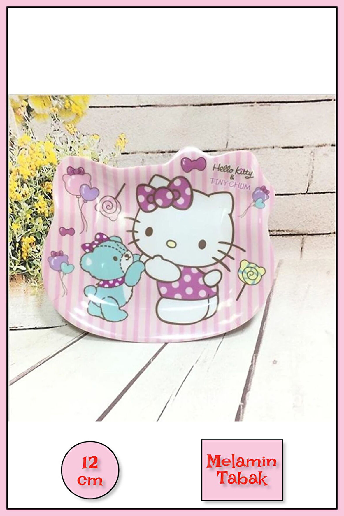 Hello Kitty Figürlü Melamin Çocuk Yemek Tabağı Fincan Altlığı - 12 cm Model 3