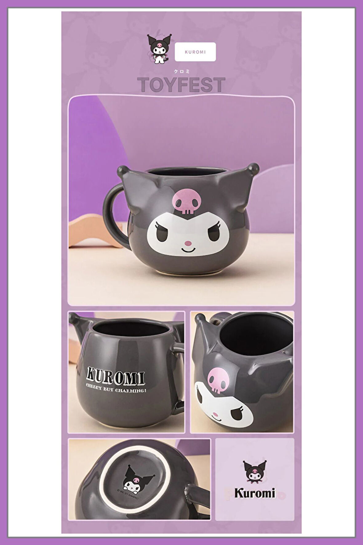 Kawaii Sanrio Kuromi Figürlü 3 Boyutlu Porselen Kupa Mug Bardak Kahve Fincanı