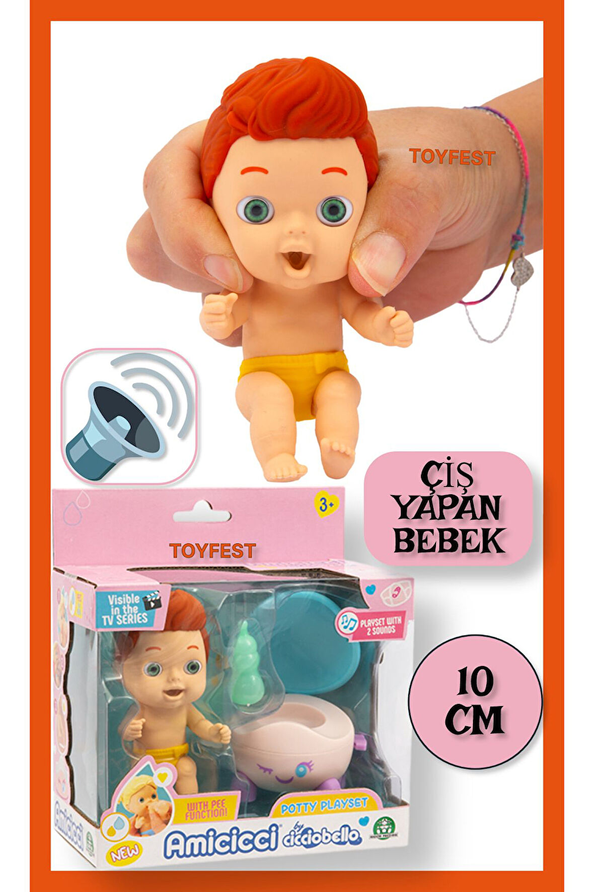 Su İçip Ciş Yapan Müzikli Klozet Tuvalet Ciciobello Amiccici Bebek - Eğitici Oyuncak - 10 cm - James