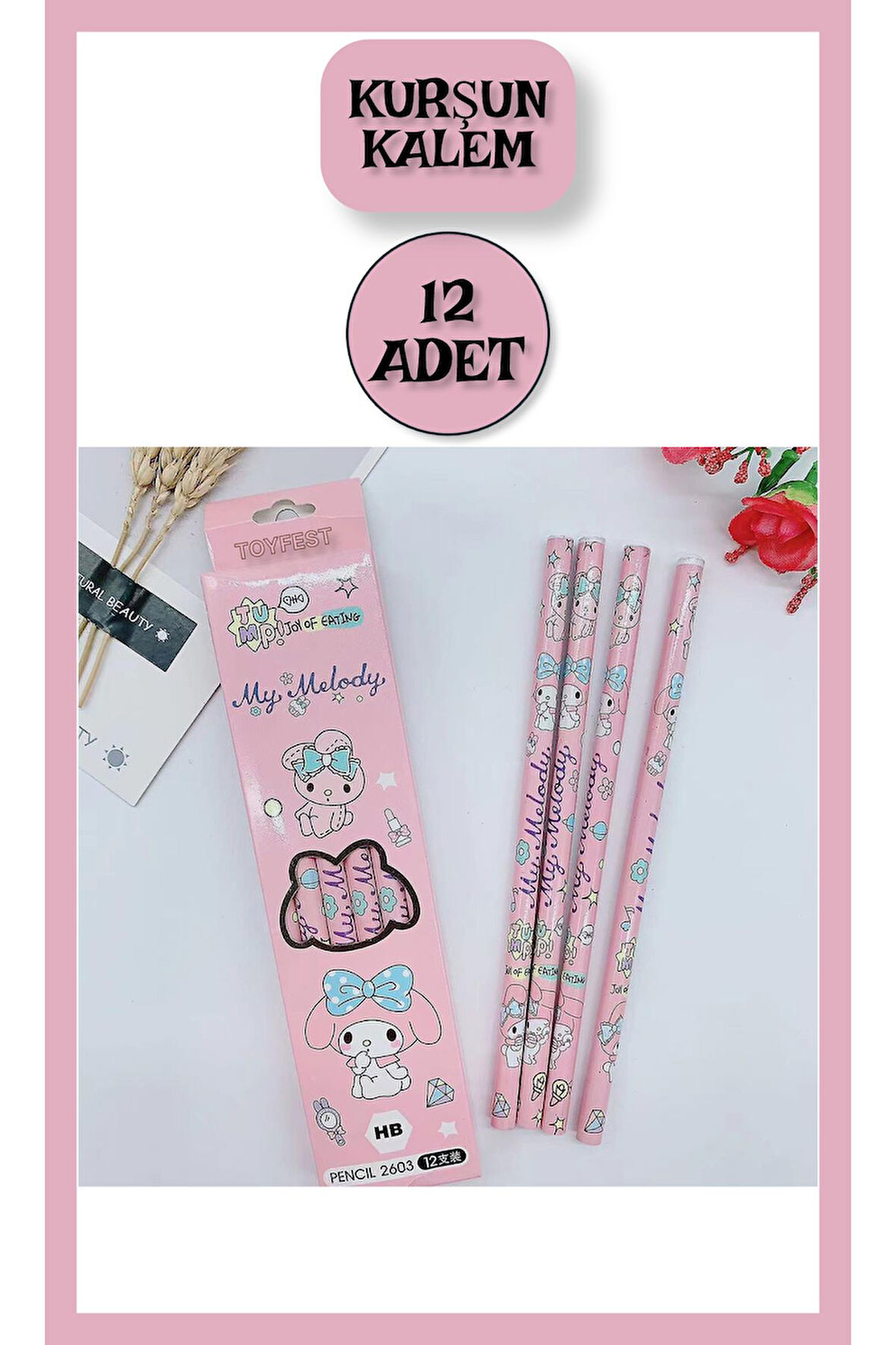 My Melody Anime Figürlü 12 li Kurşun Kalem Seti - 12 ADET
