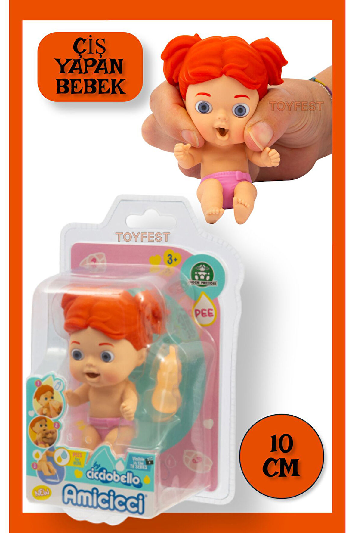 Su İçip Ciş Yapan Ciciobello Amiccici Bebek - Tuvalet Eğitimi amaçlı Eğitici Oyuncak - 10 cm - Ilary