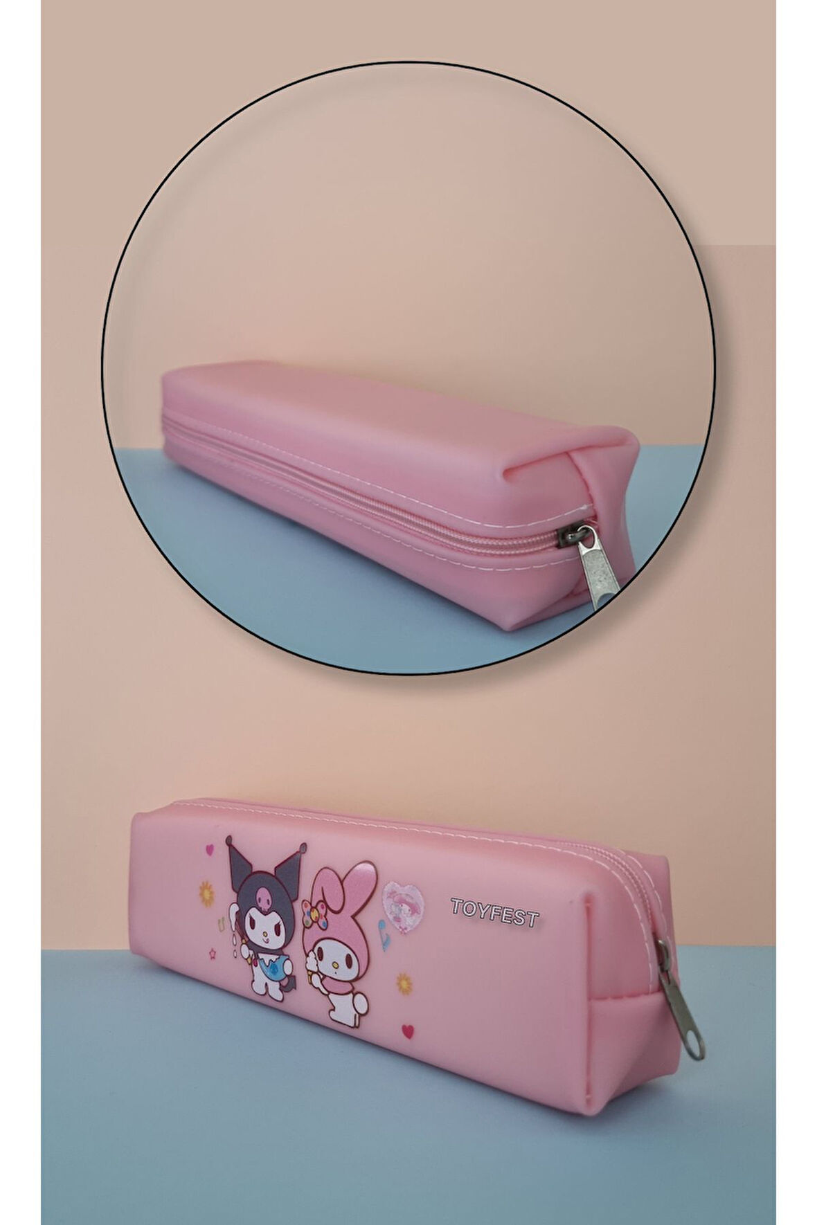 Kuromi My Melody Hello Kitty Cinnamoroll Figürlü Yumuşak Silikonlu Kalem Kutusu Kalemlik - Pembe