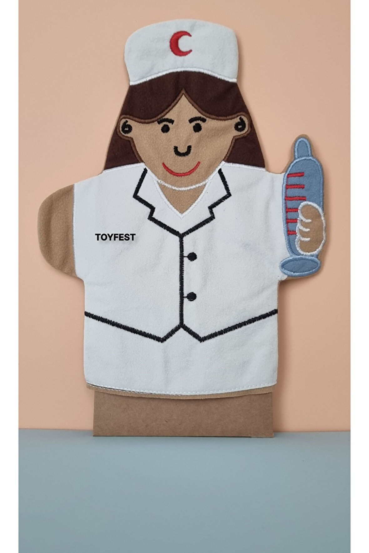 Nakışlı Kumaş Meslekler El Kuklası - Hemşire