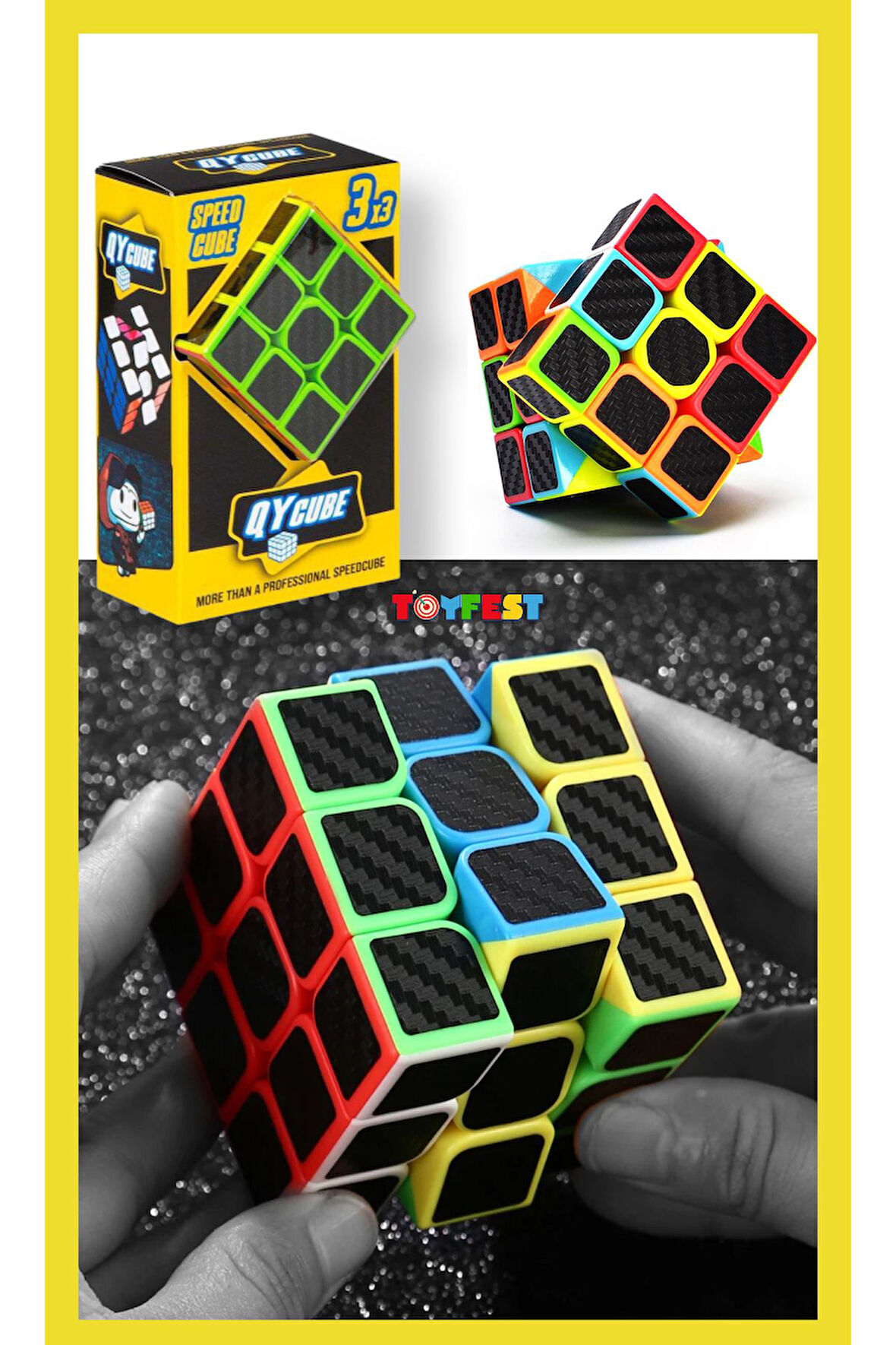 3X3 Fiber Karbon QY Speed Zeka Küpü Akıl Küpü