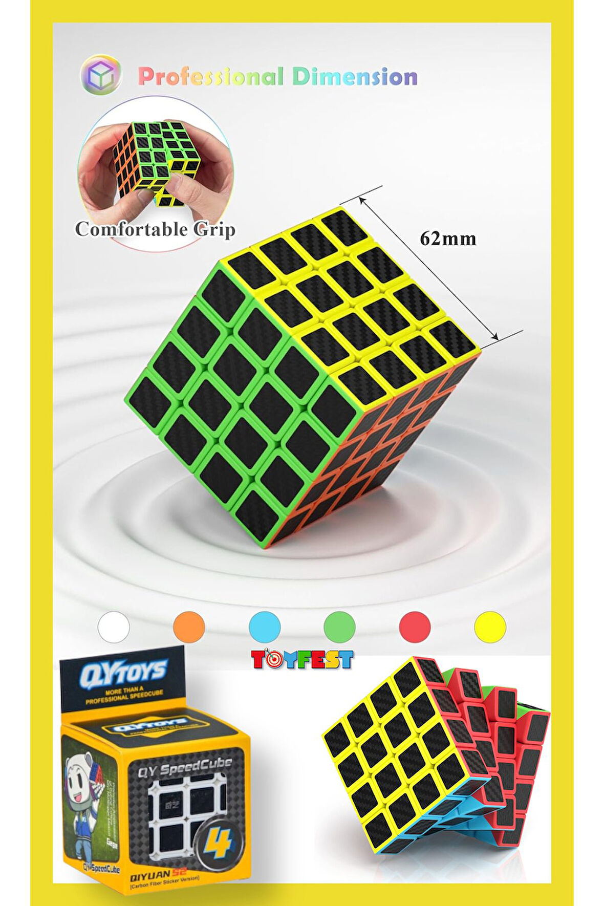 4X4 Fiber Karbon QY Speed Zeka Küpü Akıl Küpü Rübik Küp