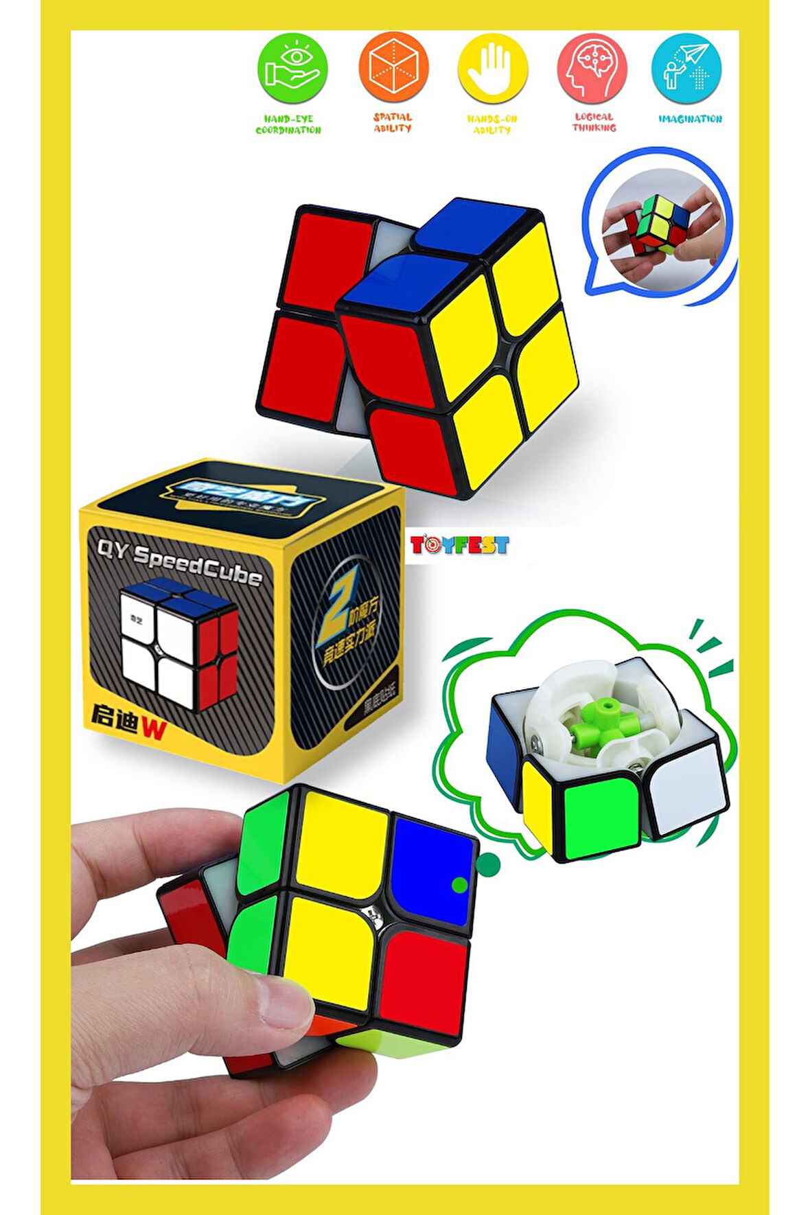 2X2 QY Speed Zeka Küpü Akıl Küpü Rübik Küp
