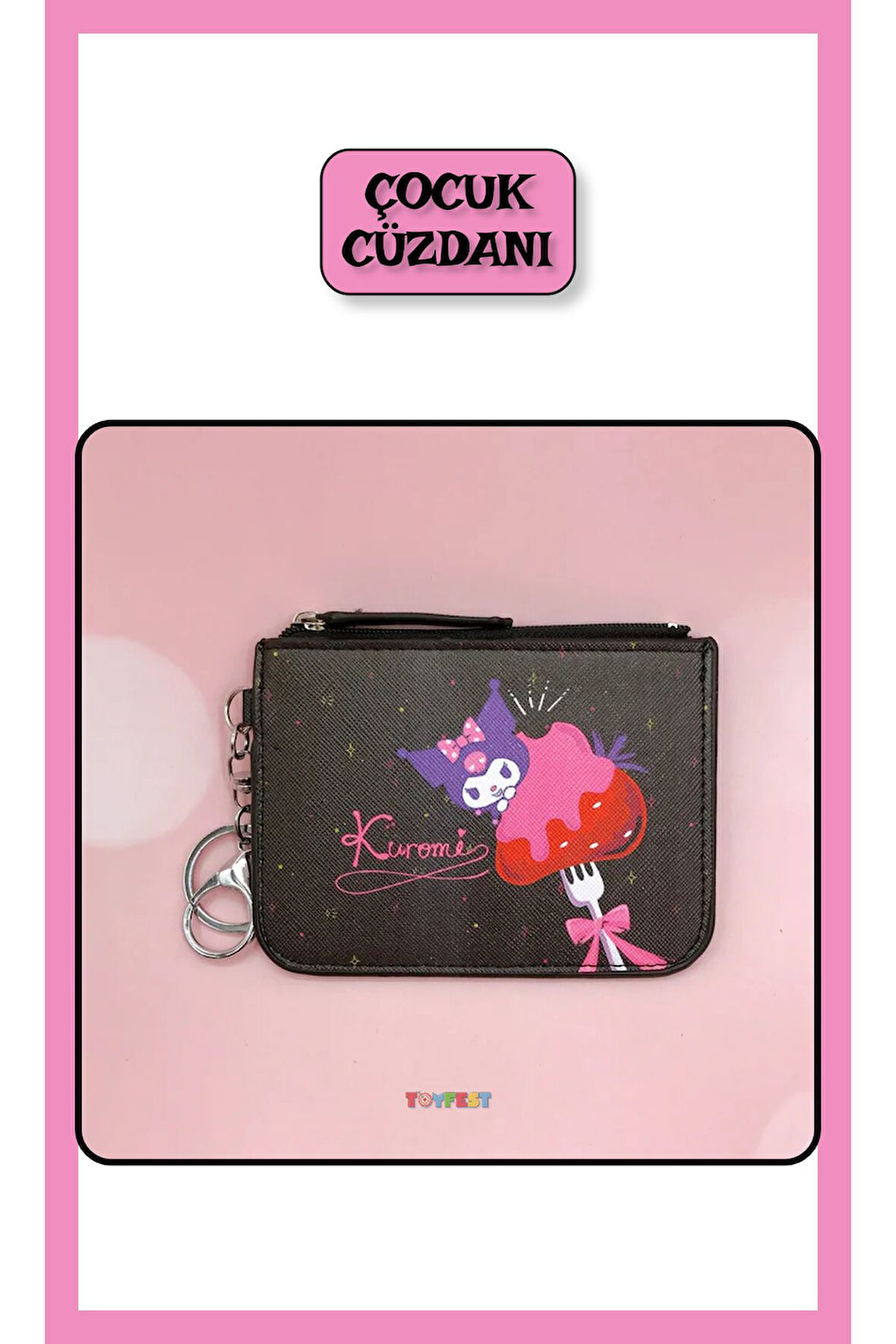 Sanrio Kuromi Figürlü Askılı Fermuarlı Çok Gözlü El Cüzdanı Kartlık Cüzdan - Model 3