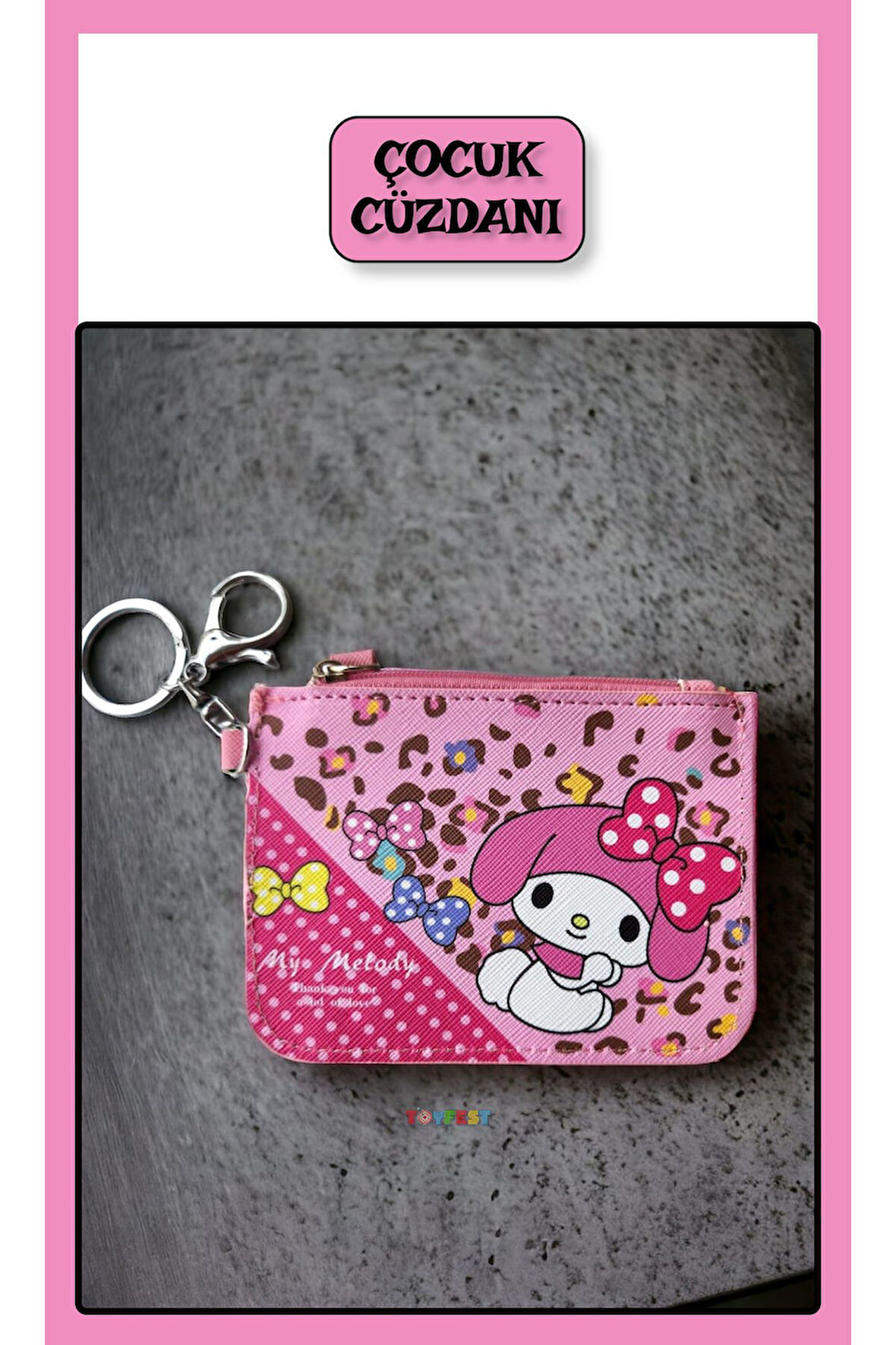 Sanrio My Melody Figürlü Askılı Fermuarlı Çok Gözlü El Cüzdanı Kartlık Cüzdan - Model 1