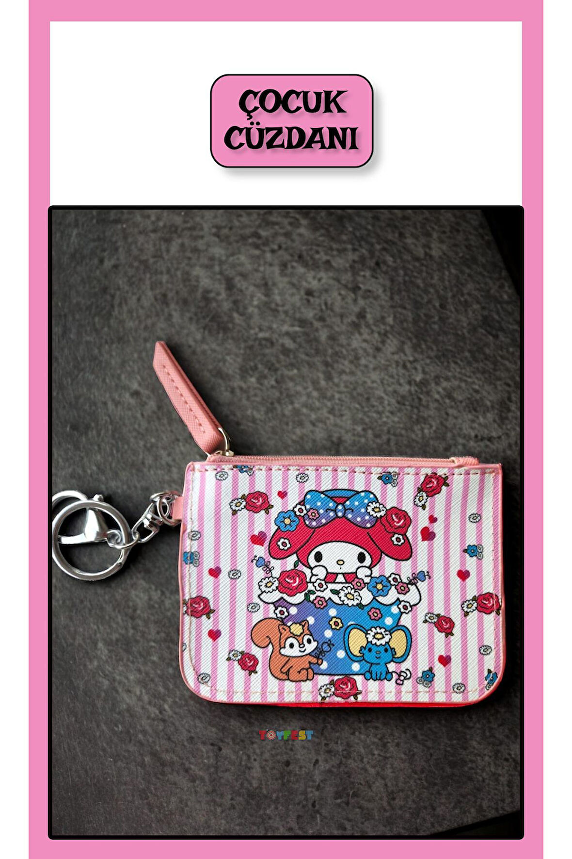 Sanrio My Melody Figürlü Askılı Fermuarlı Çok Gözlü El Cüzdanı Kartlık Cüzdan - Model 3