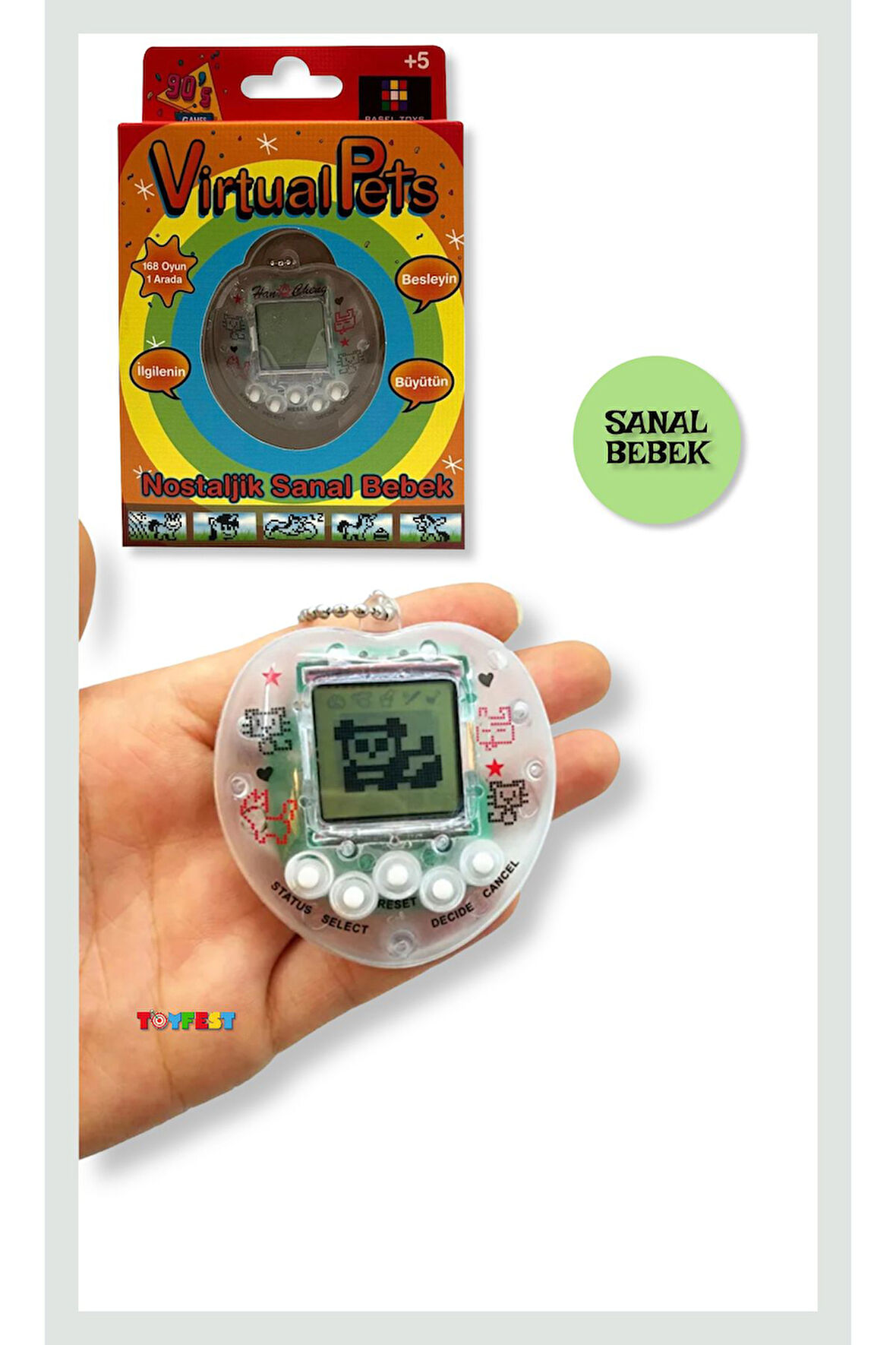 Nostaljik Sanal Bebek ( Virtual Pets ) - Beyaz Kalp