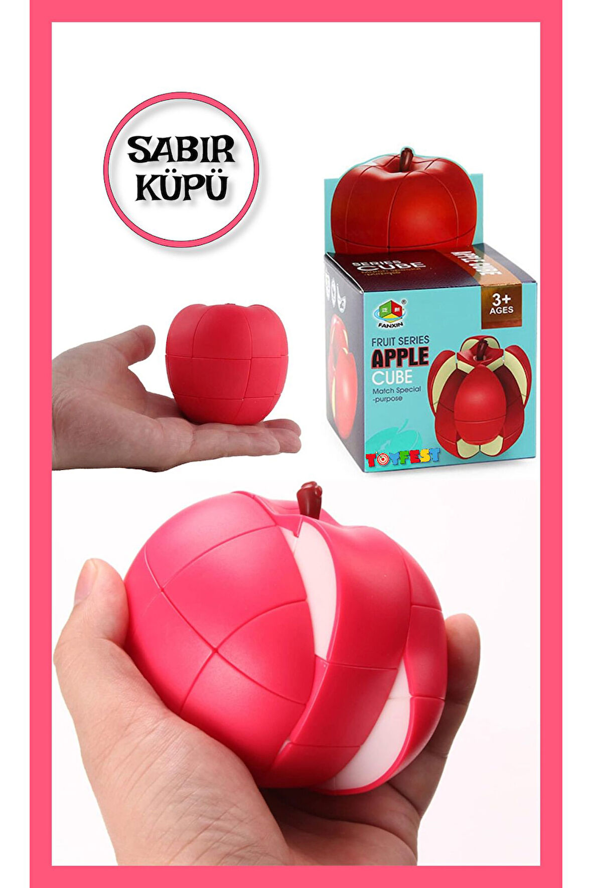 Elma Şeklinde Akıl Küpü Sabır Küpü Zeka Sabır Küpü Küp Kırmızı