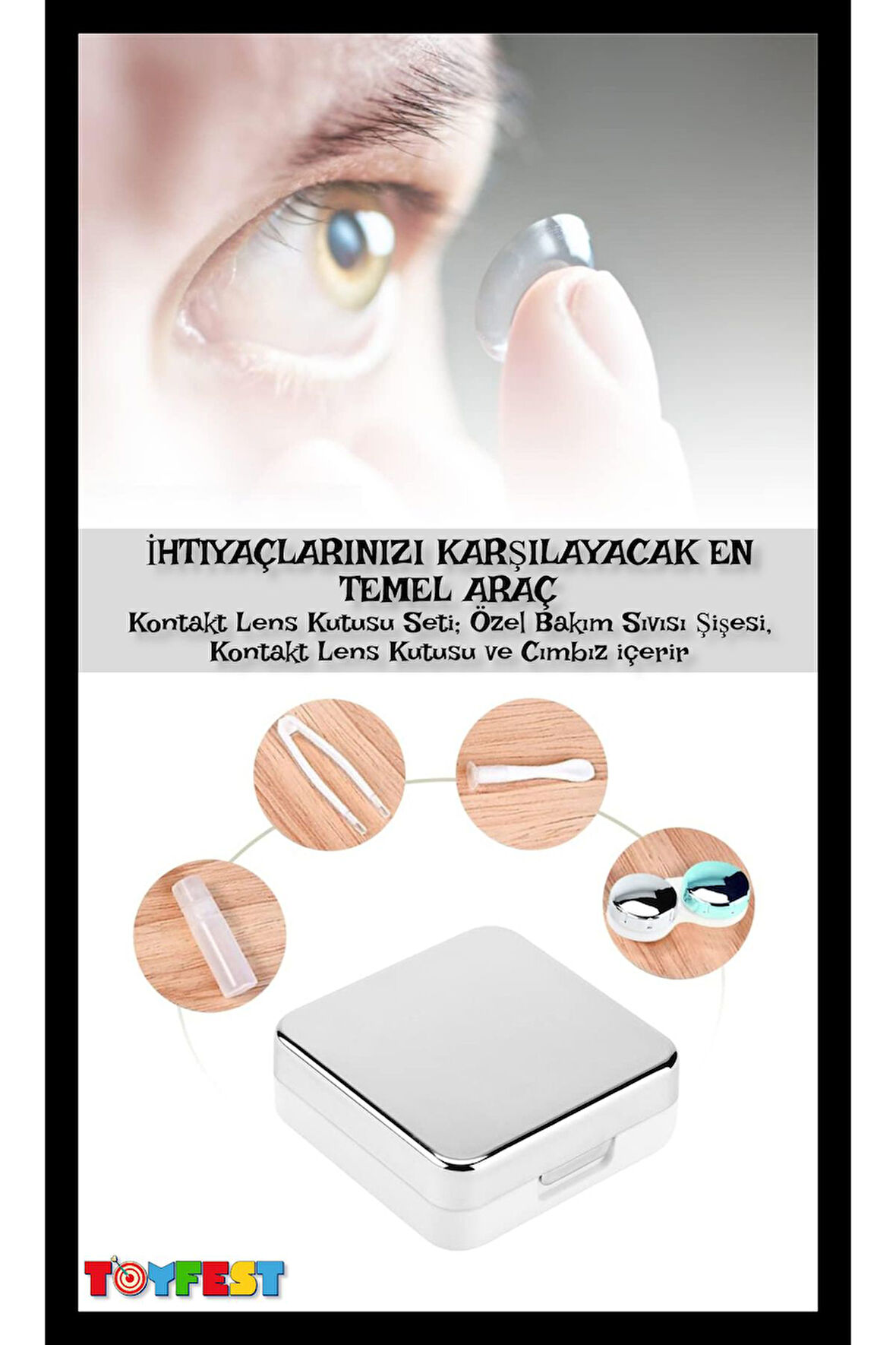 Aynalı Taşınabilir Seyahat Amaçlı Kontakt Lens Saklama Kutusu Saklama Kabı