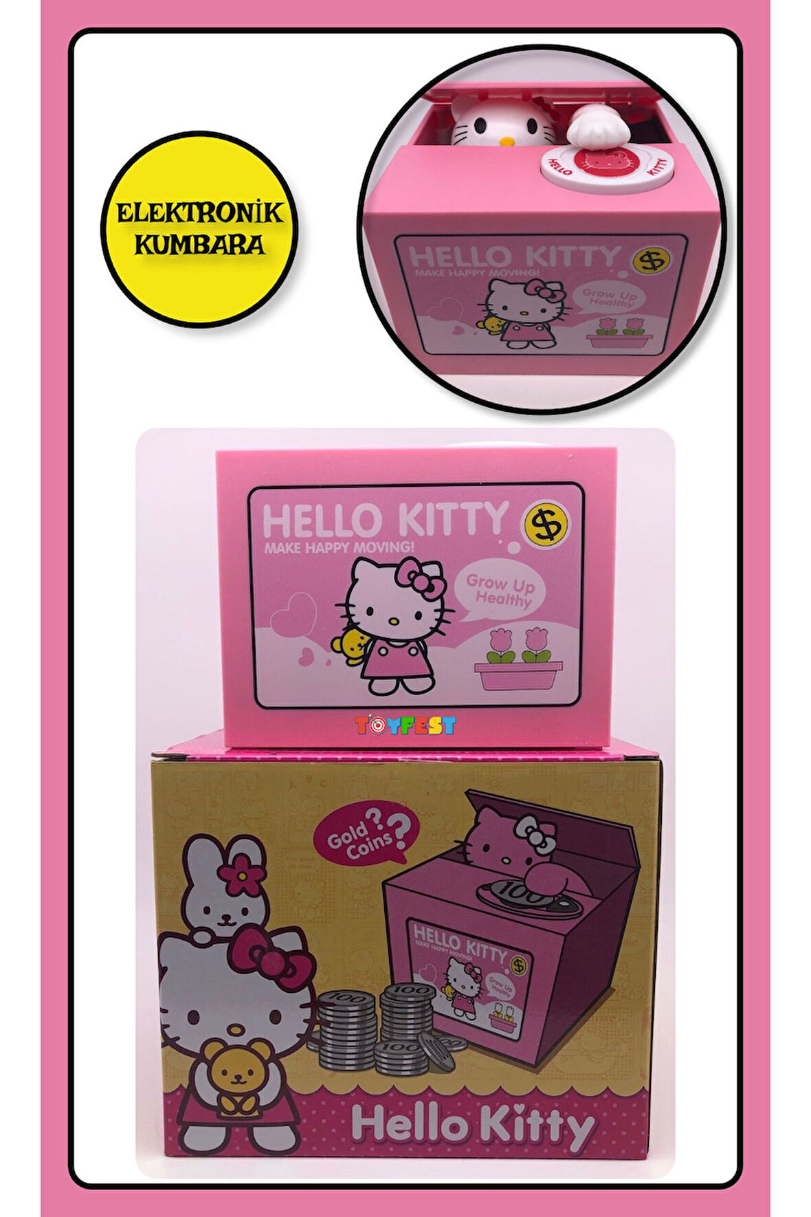 Hello Kitty Figürlü Para Biriktirme Eğitimi Elektronik Pilli Kumbara