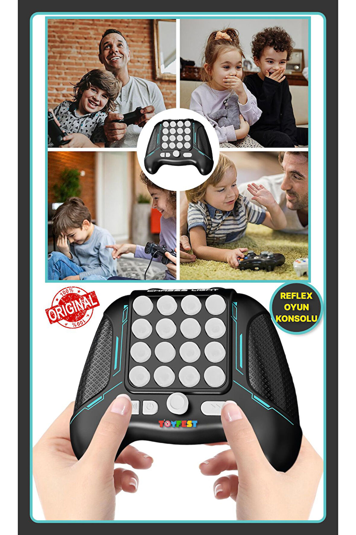 Reflex & El Kordinasyon Geliştirici 5 Farklı Oyunlu Işıkları Takip Etme Eğitici Konsol Oyunu - SİYAH