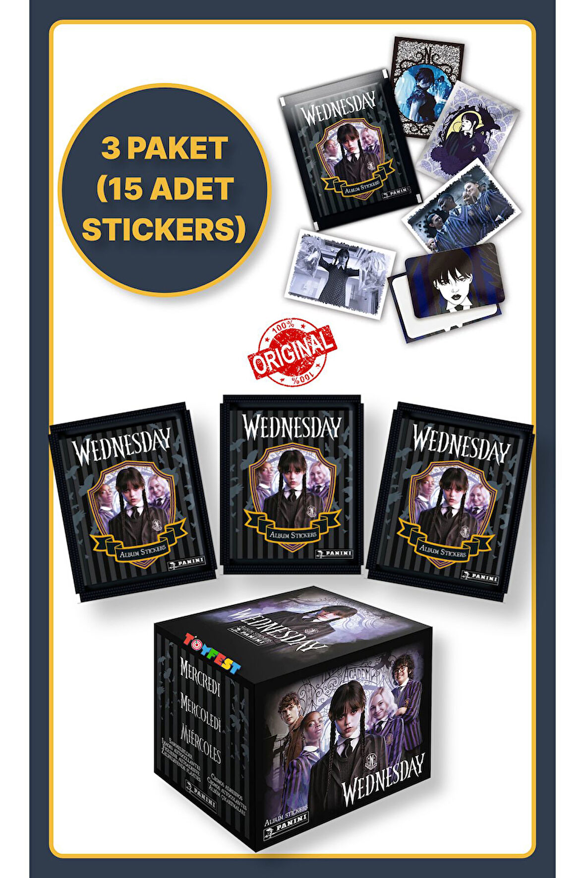 Panini Wednesday Koleksiyon Sticker Çıkartmaları  + 3 Paket (15 Adet Sticker)