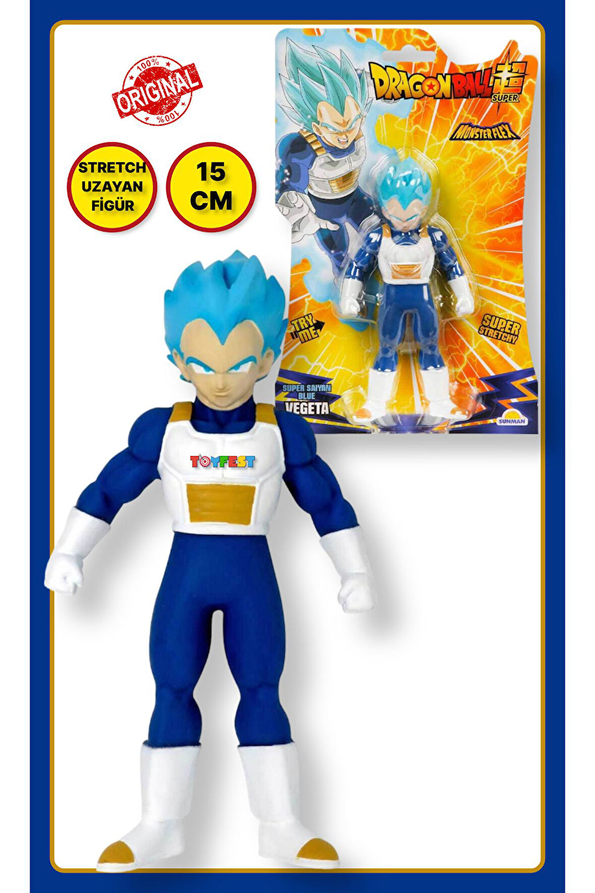 Monster Flex Dragon Ball Stretch Yumuşak Uzayan Elastik Figür 15 cm - Saiyan Blue Vegeta