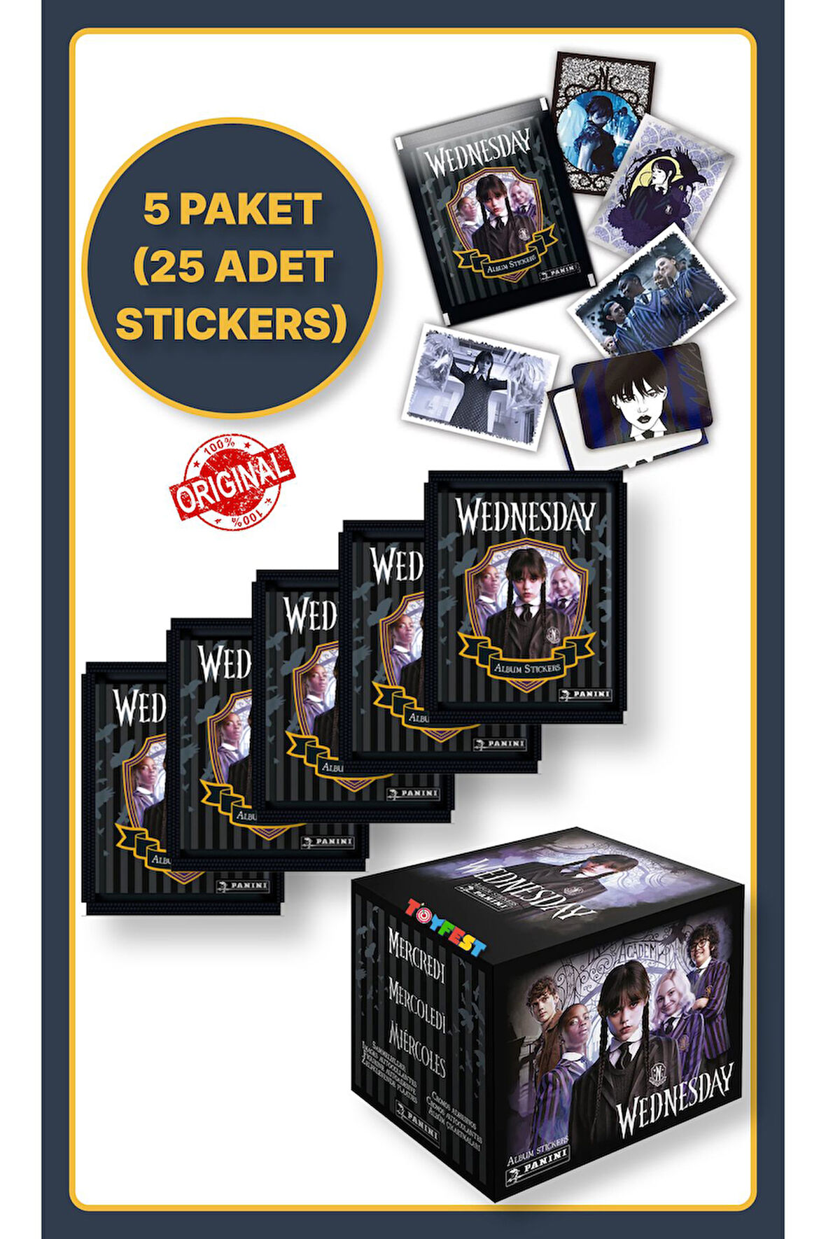 Panini Wednesday Koleksiyon Sticker Çıkartmaları  + 5 Paket (25 Adet Sticker)