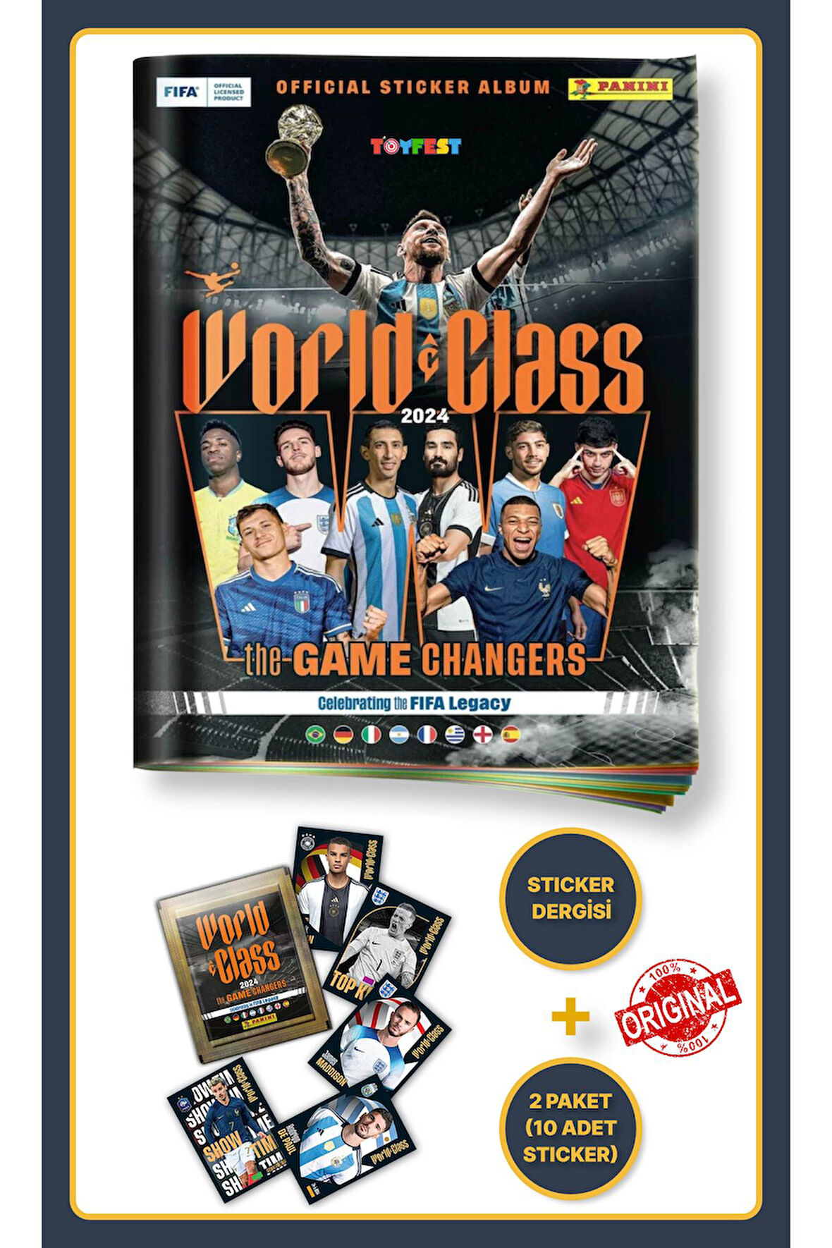 Panini Fifa World Class Koleksiyon Futbolcu 2024 Sticker Çıkartmaları Dergisi + 2 Paket (10 Sticker)