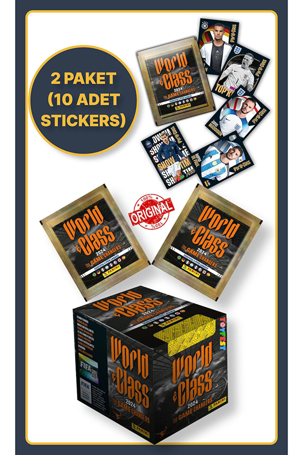Panini Fifa World Class Koleksiyon Futbolcu 2024 Sticker Çıkartmaları + 2 Paket (10 Adet Sticker)