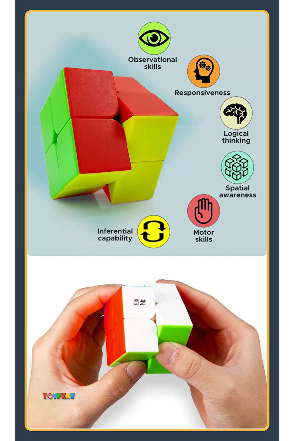 2X2 QY Speed Zeka Küpü Stickersız Akıl Küpü Rübik Küp