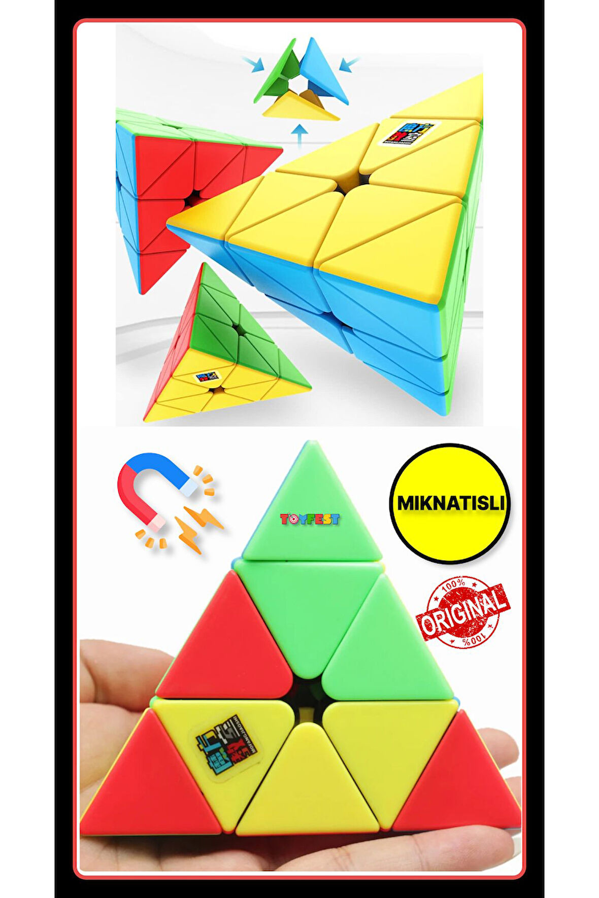 Moyu Meilong Pyramid Magnetic Cube- Mıknatıslı Stickersız Akıl Zeka Rübik Küp
