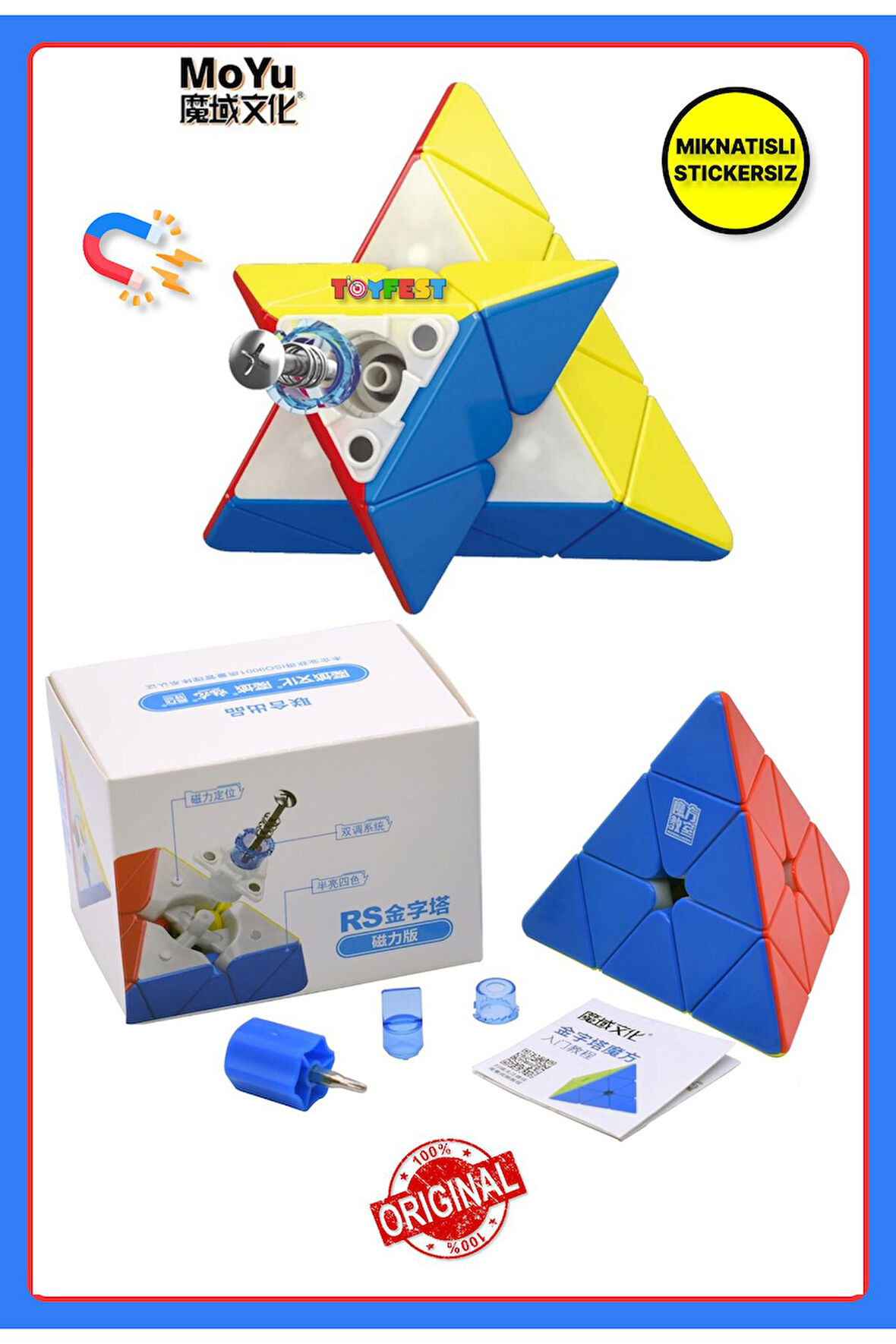 Mıknatıslı Standlı Tornavidalı Stickersız Akıl Zeka Rübik Küp