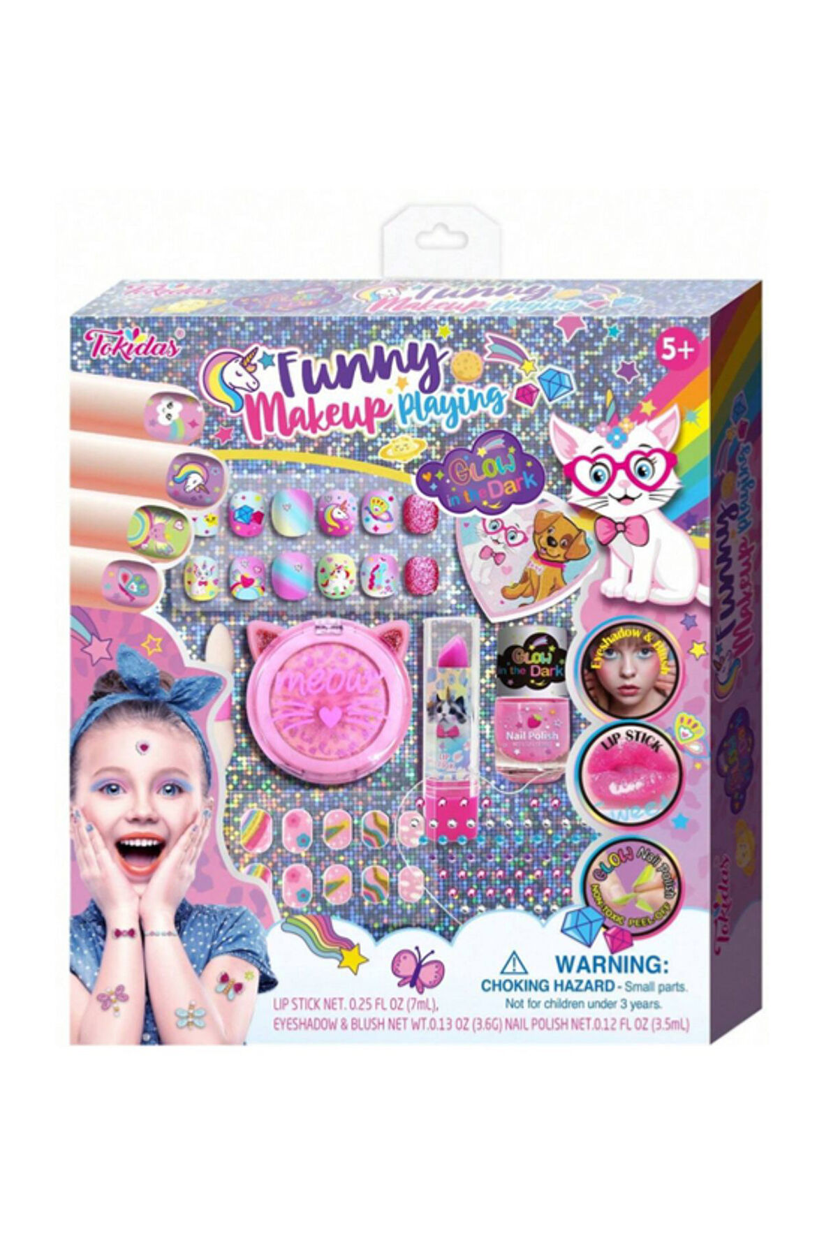 Tokidas Funny Makeup Playing Glow in the Dark Takma Tırnaklı Makyaj Güzellik Seti