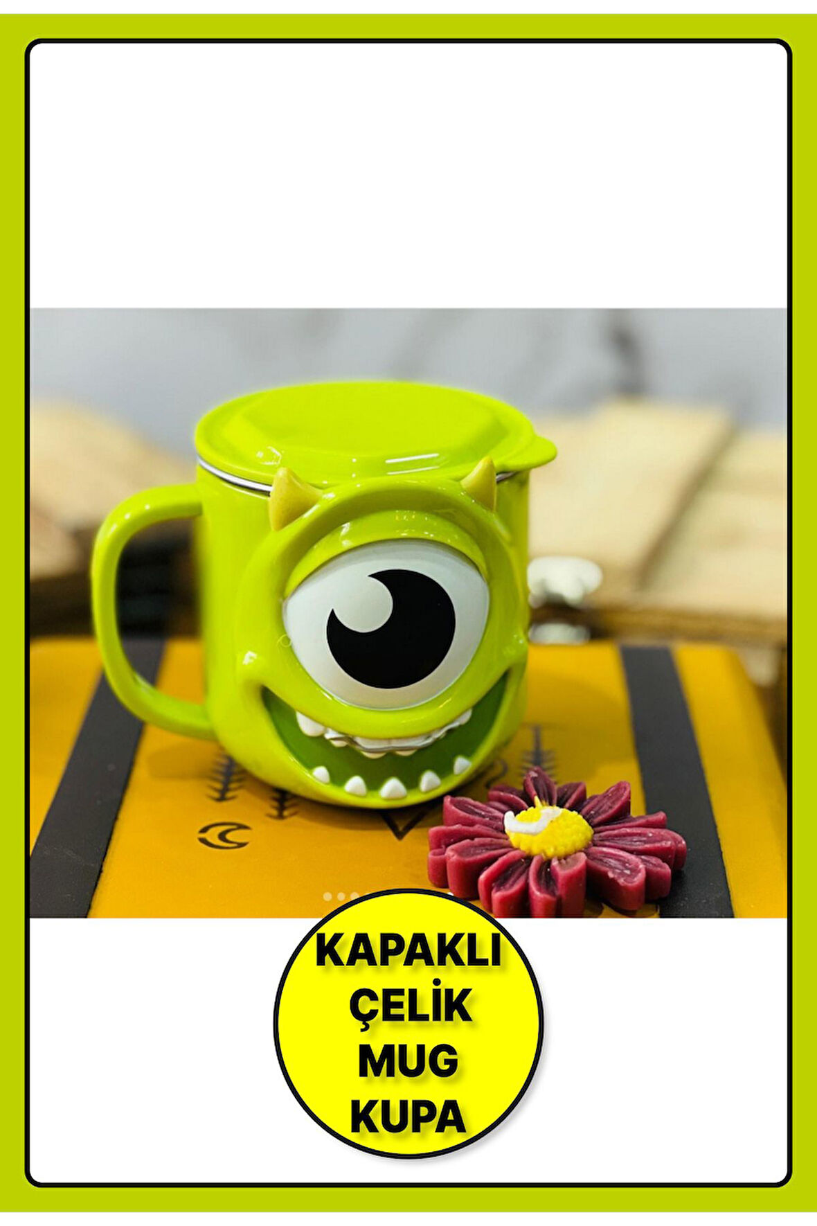 Kawaii 3D Monster Karakter Kabartmalı Modelli Paslanmaz Çelik Su Bardağı Kupa Kahve Mug
