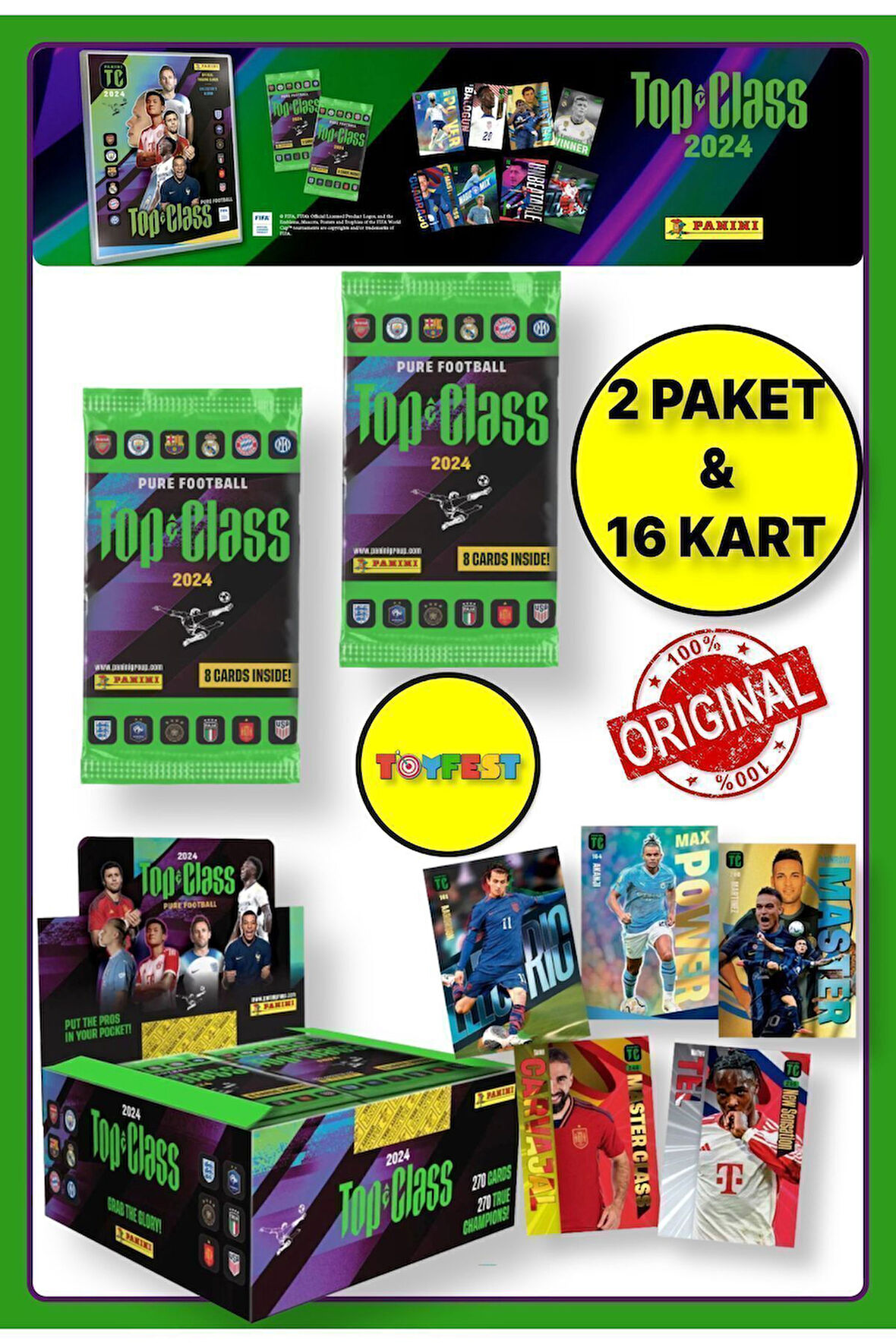 Panini Fifa Top Class 2024 Koleksiyonluk Futbolcu Kartları + 2 Paket (16 Adet Kart)