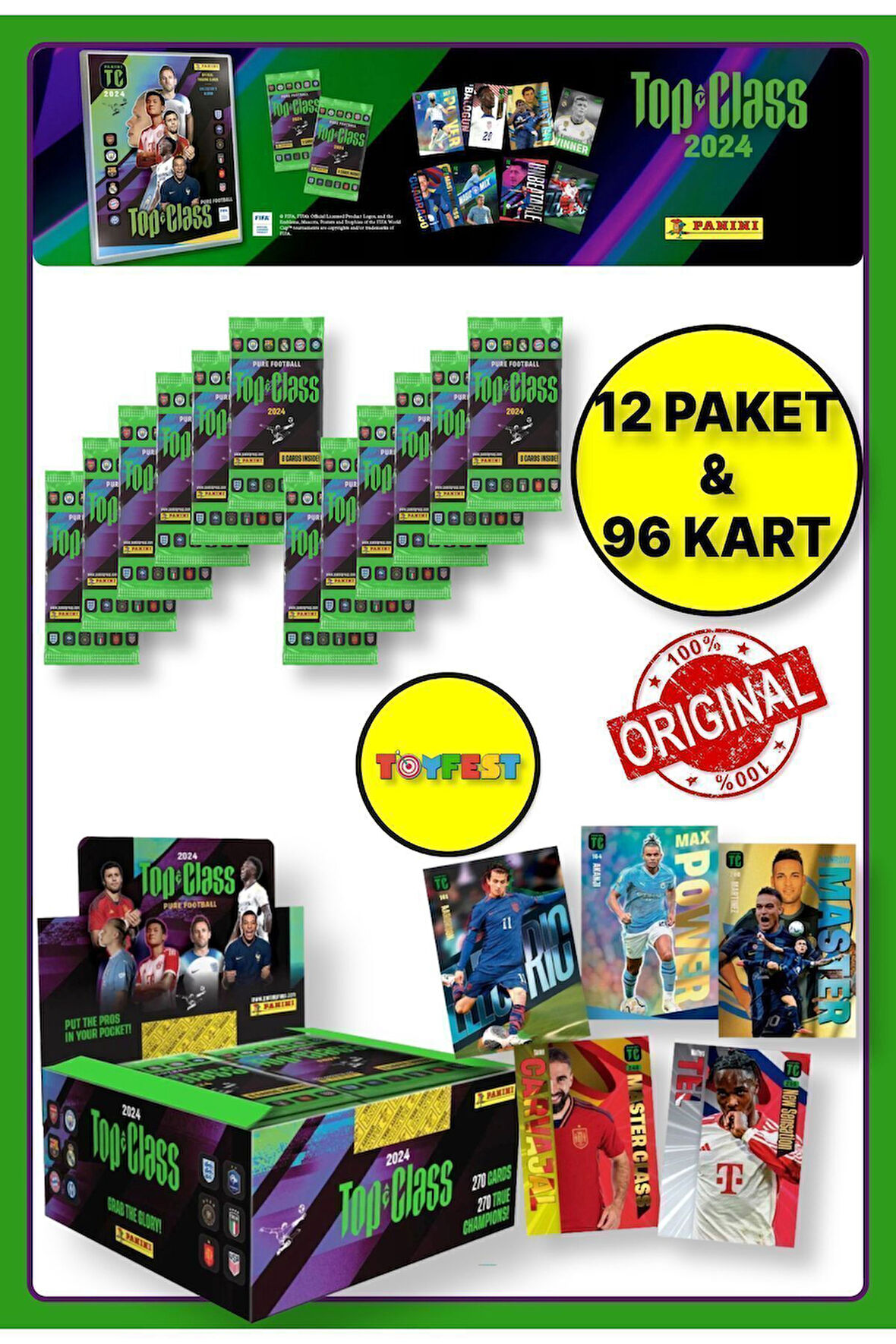 Panini Fifa Top Class 2024 Koleksiyonluk Futbolcu Kartları + 12 Paket (96 Adet Kart)