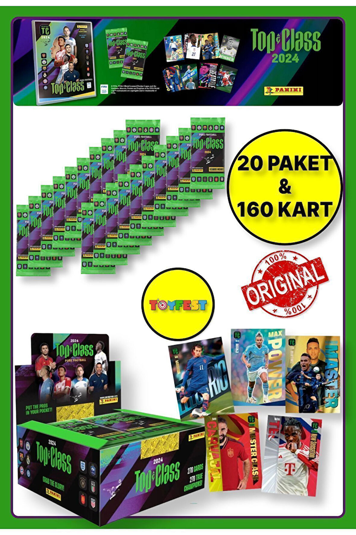 Panini Fifa Top Class 2024 Koleksiyonluk Futbolcu Kartları + 20 Paket (160 Adet Kart)