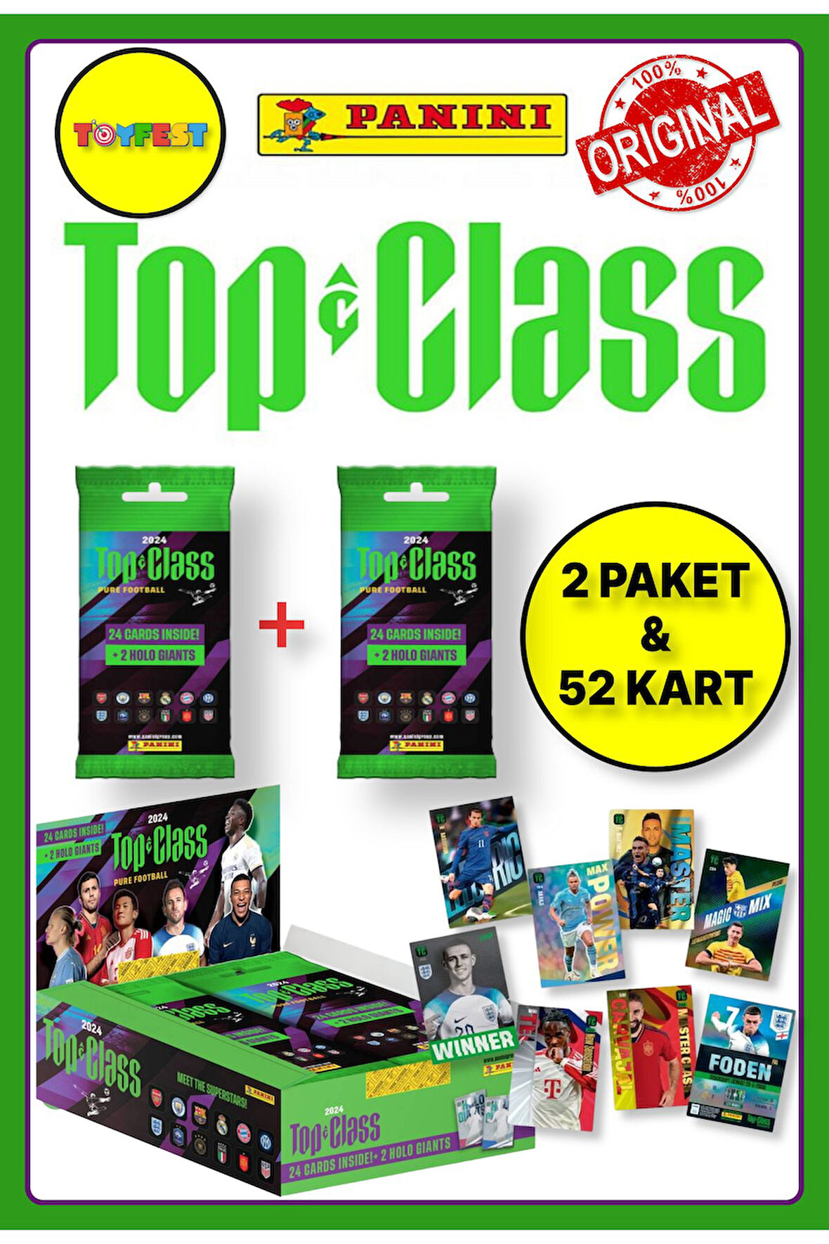 Panini Fifa Top Class 2024 Fat Pack Futbolcu Kartları + 2 Paket (48 Adet Kart + 4 Holo Giants Kart)